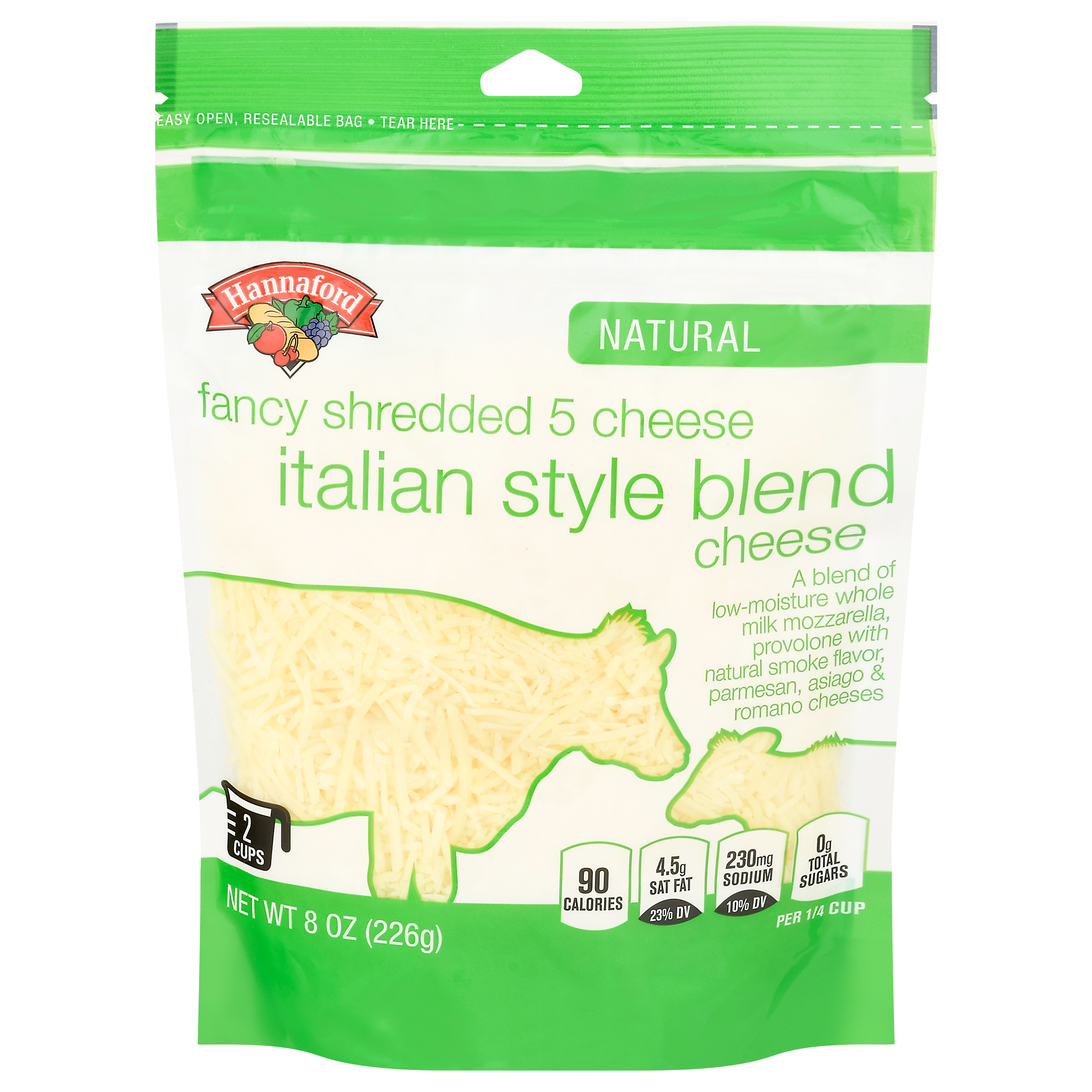 Hannaford Natural Fancy Shredded 5 Cheese Italian Style Blend 8 oz