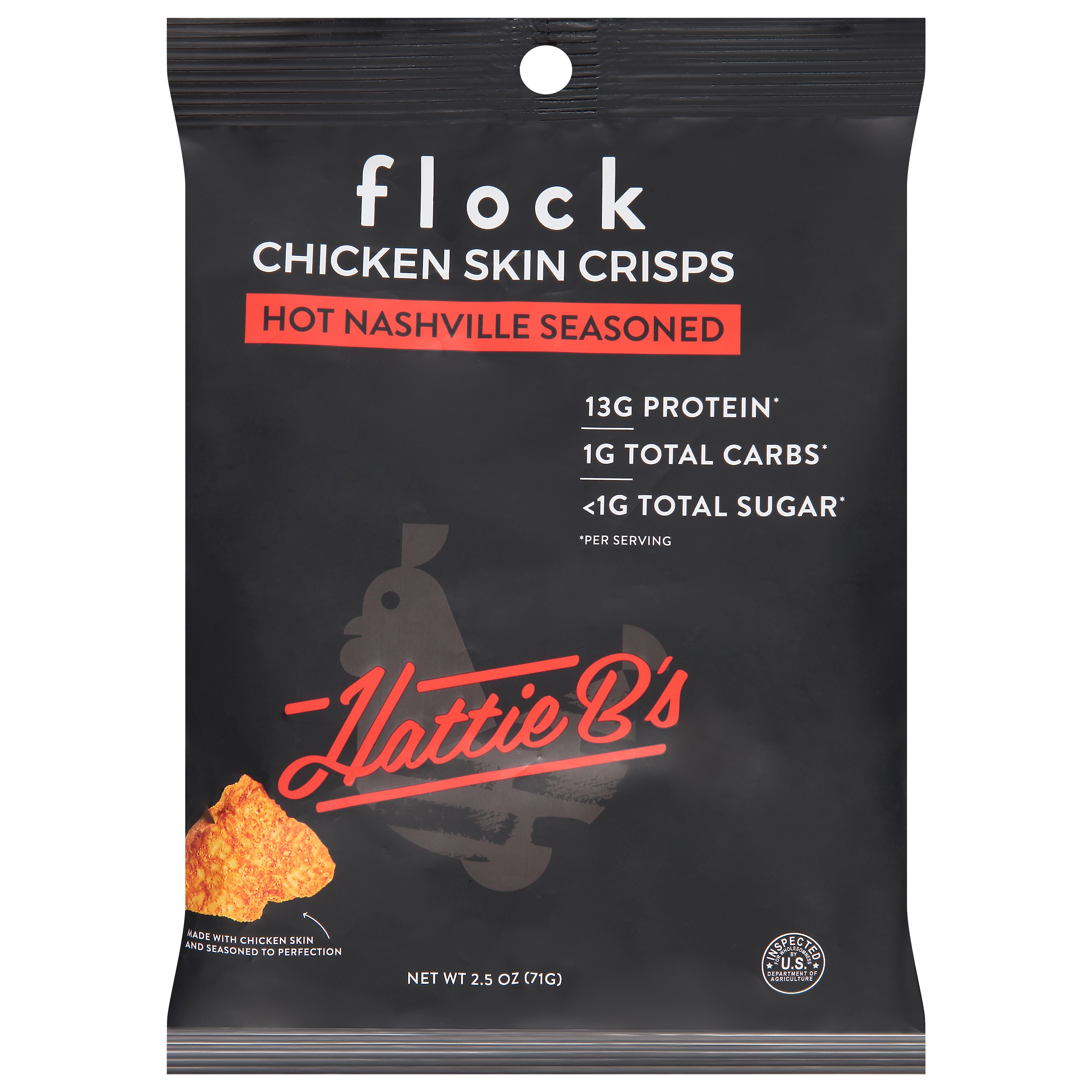 Flock Hot Nashville Seasoned Chicken Skin Crisps