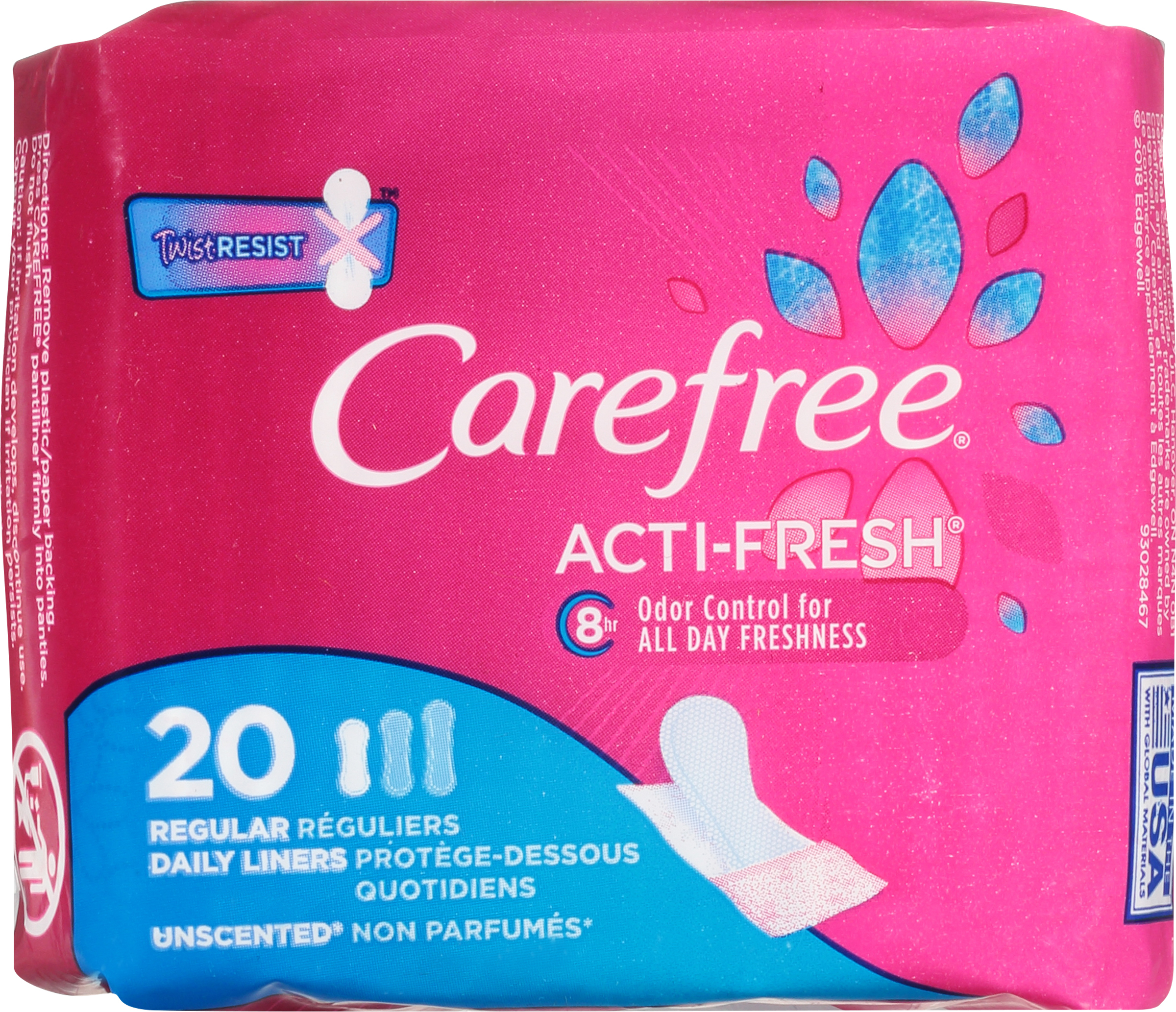Carefree Anti Free Pantiliners Regular To Go Unscented 20ct