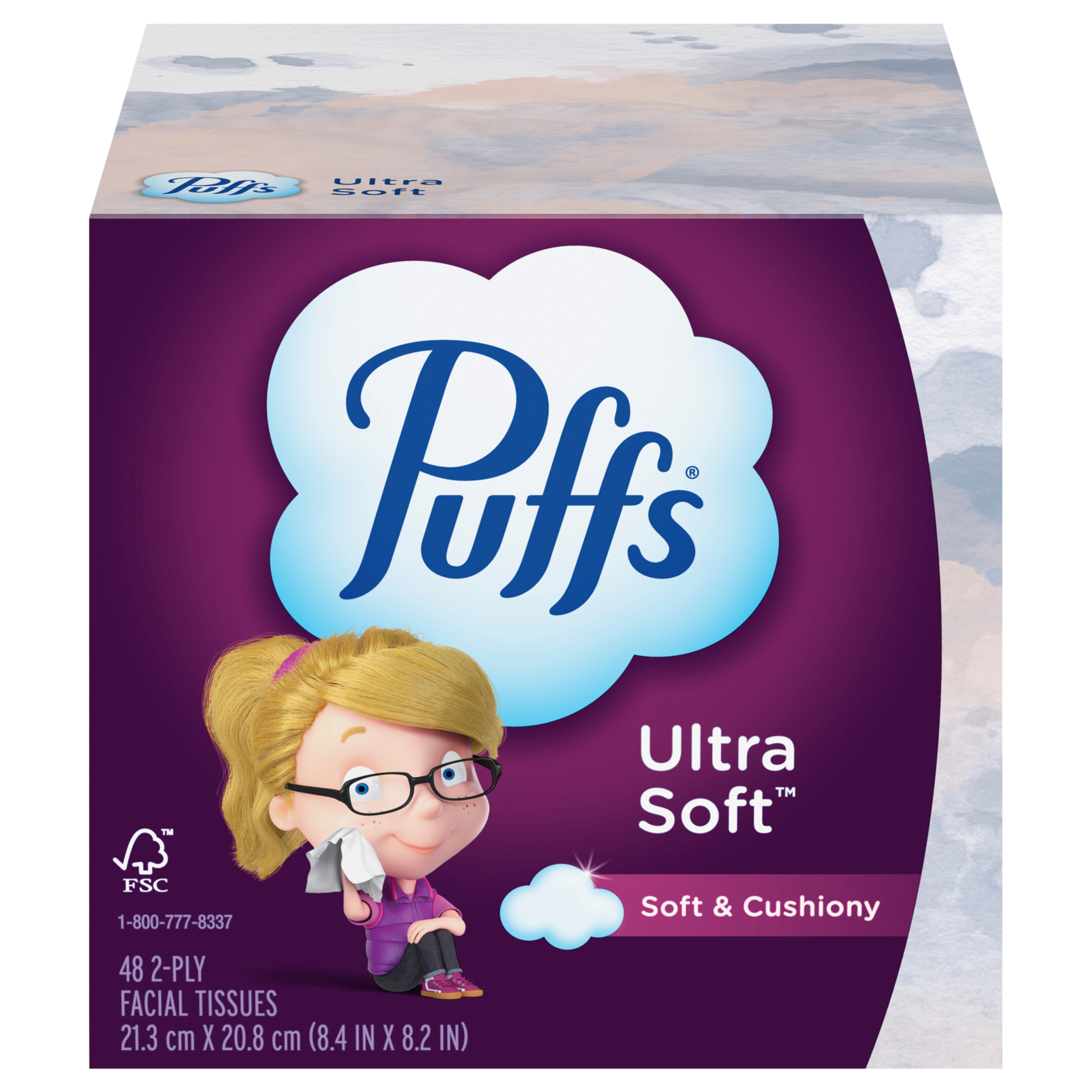 Puffs Ultra Soft Facial Tissues, 1 Cube, 48 Facial Tissues Per Box