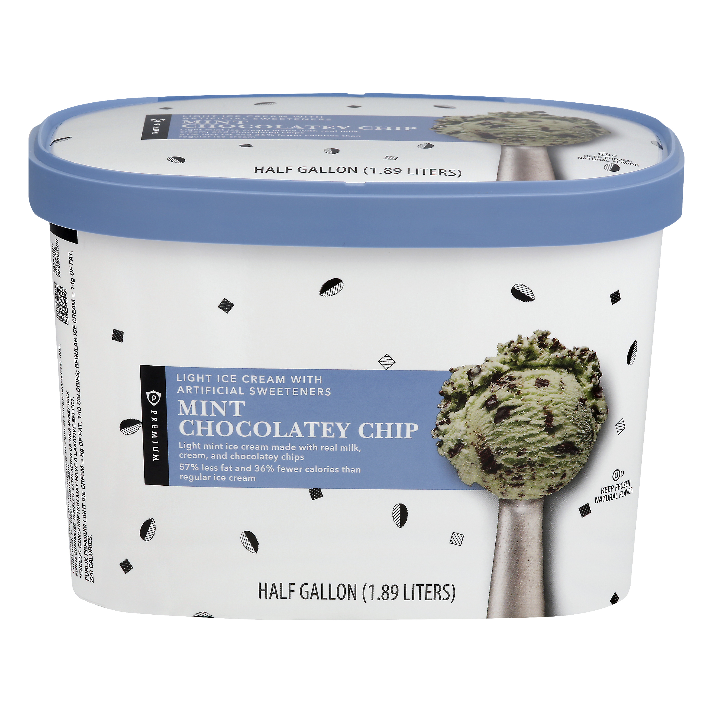 Publix Premium Mint Chocolatey Chip Light Ice Cream 0.5 gl CARTON