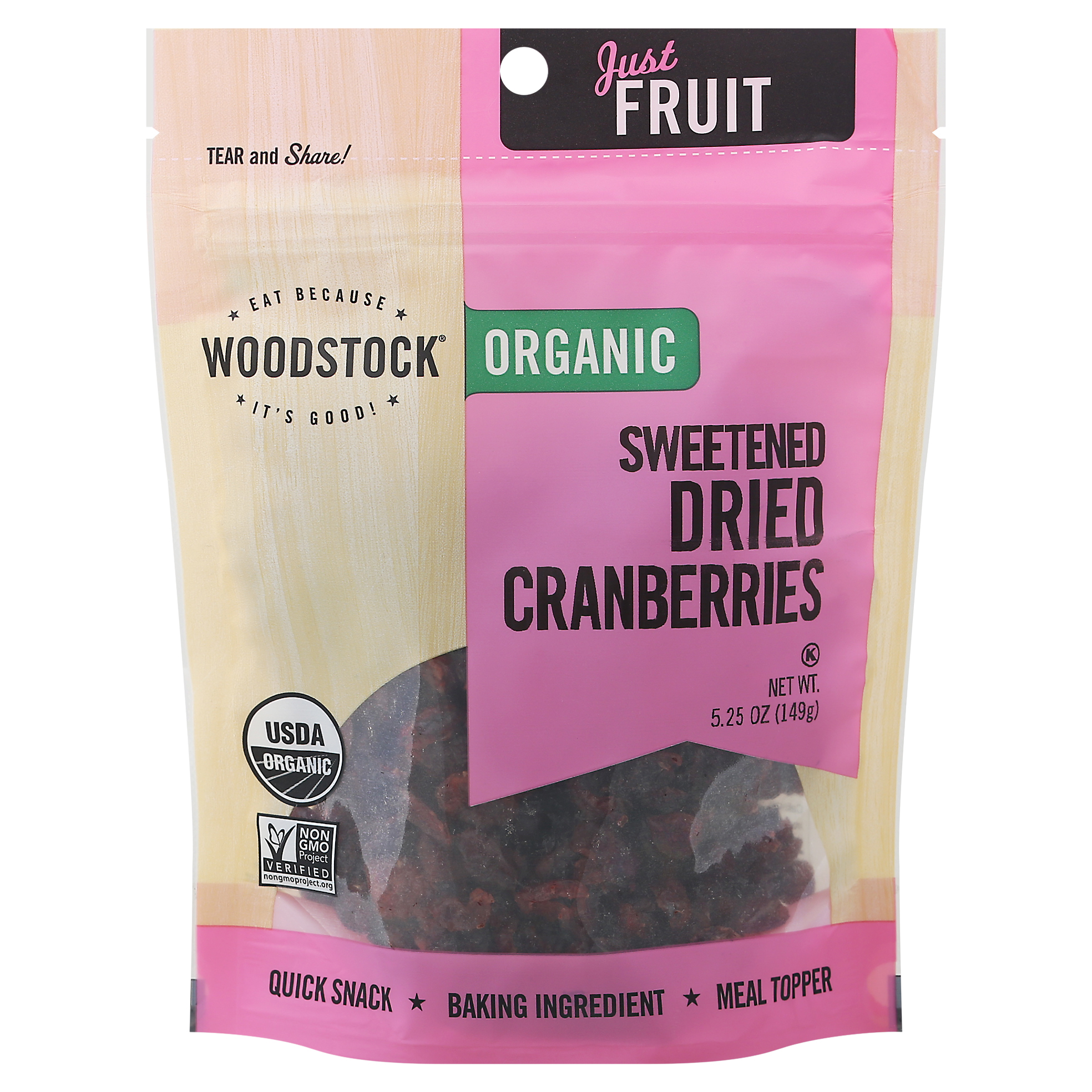 Woodstock Organic Sweetened Dried Cranberries