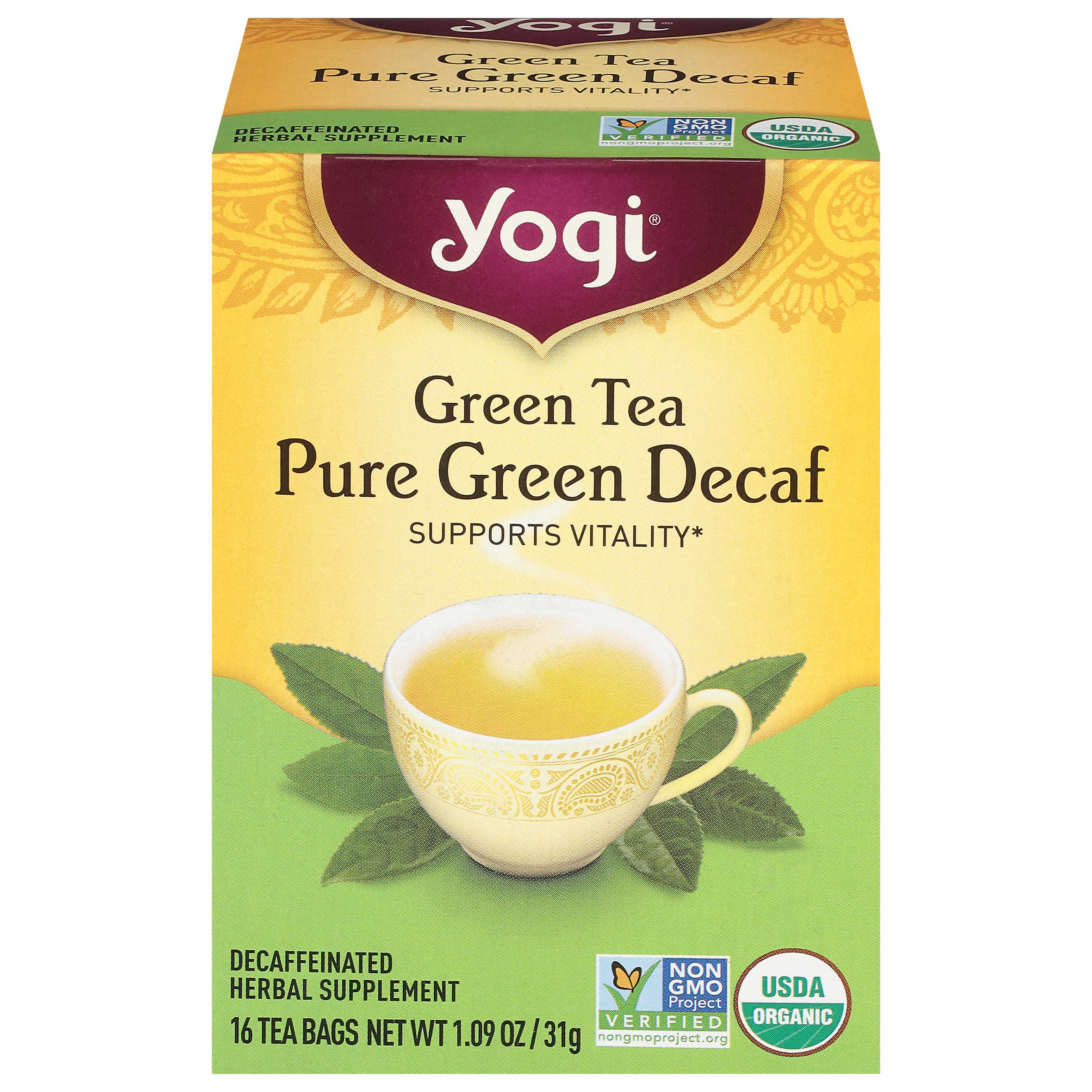 Yogi Tea Bags Pure Green Decaf Green Tea