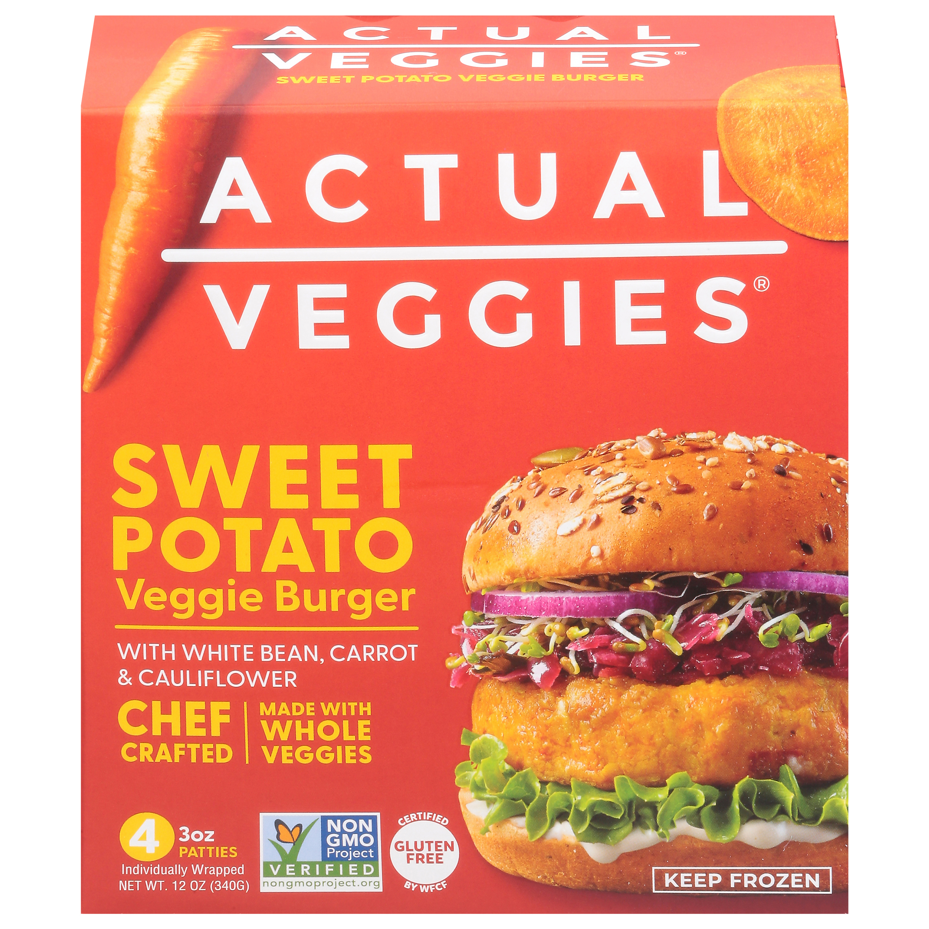 Actual Veggies Sweet Potato Veggie Burger 4 - 3 oz Wrapper