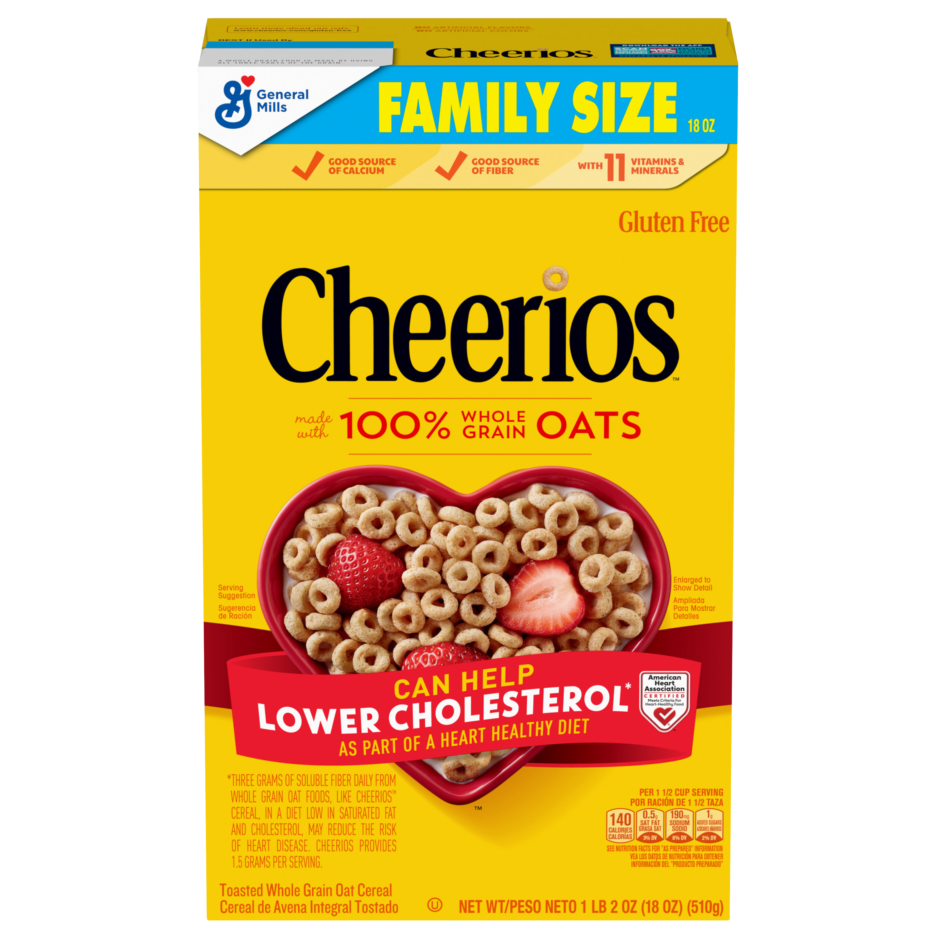 Cheerios, Heart Healthy Gluten Free Breakfast Cereal, Family Size,
