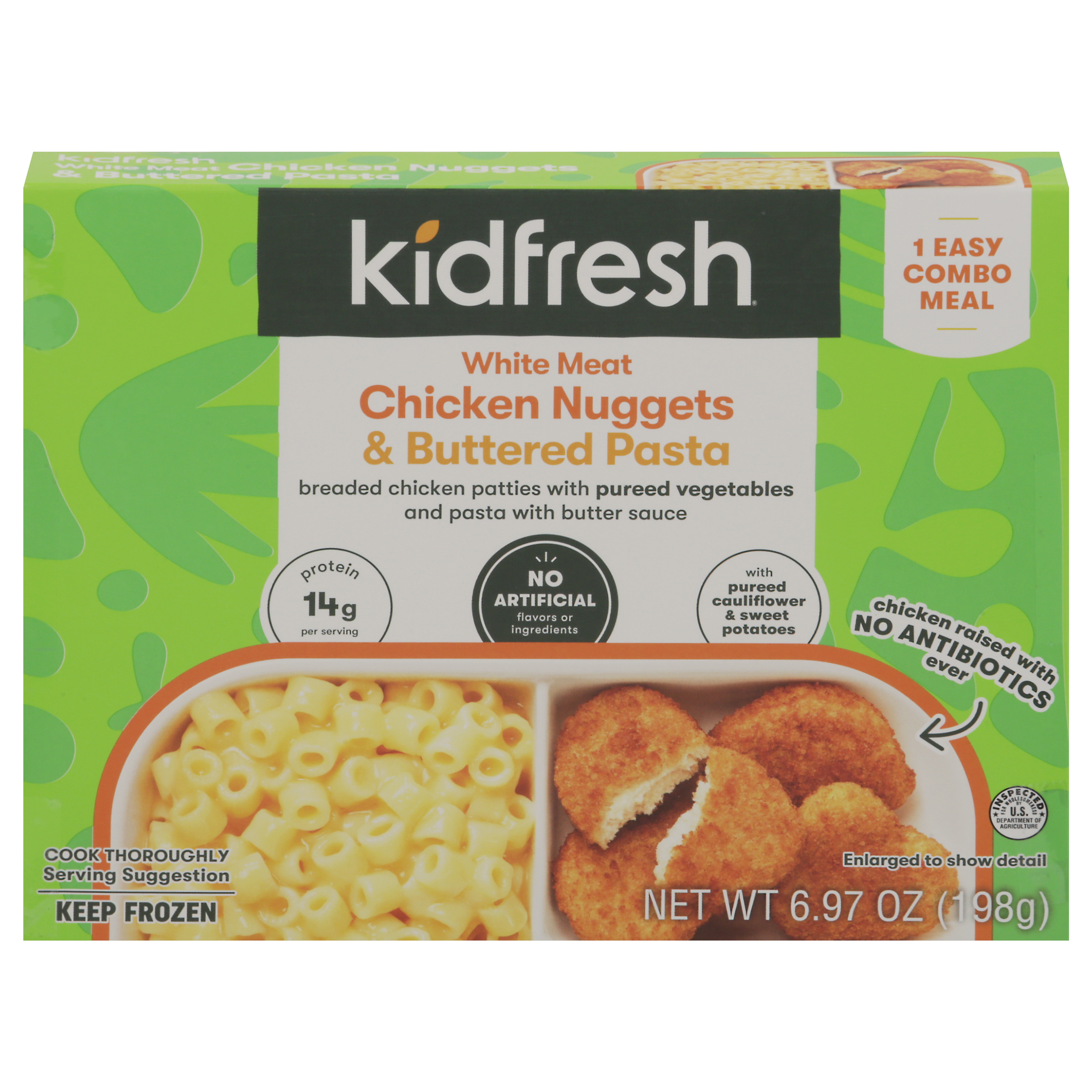 Kidfresh White Meat Chicken Nuggets & Buttered Pasta Combo Meal