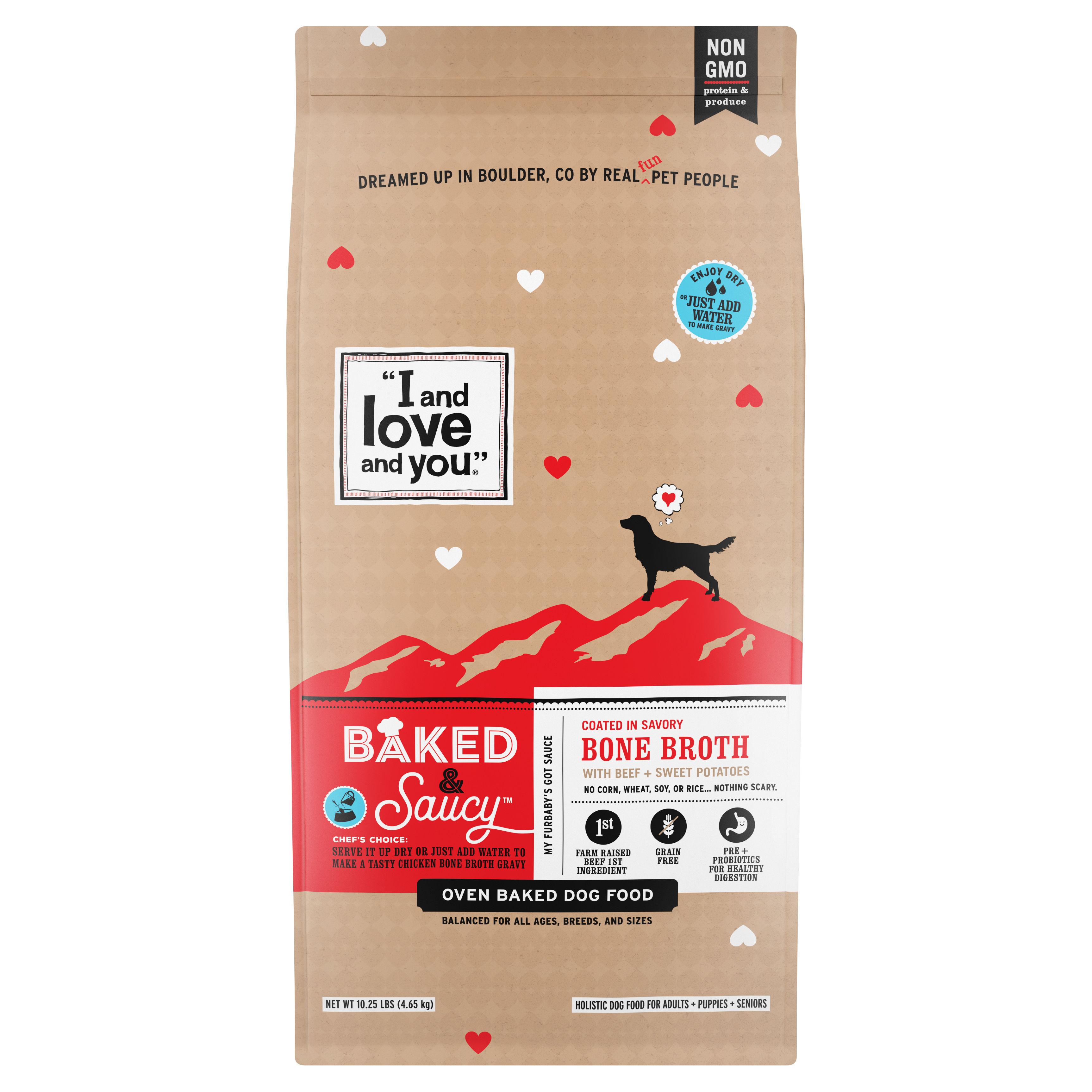 I And Love And You Baked & Saucy Oven Baked Bone Broth with Beef + Sweet Potatoes Holistic Dog Food