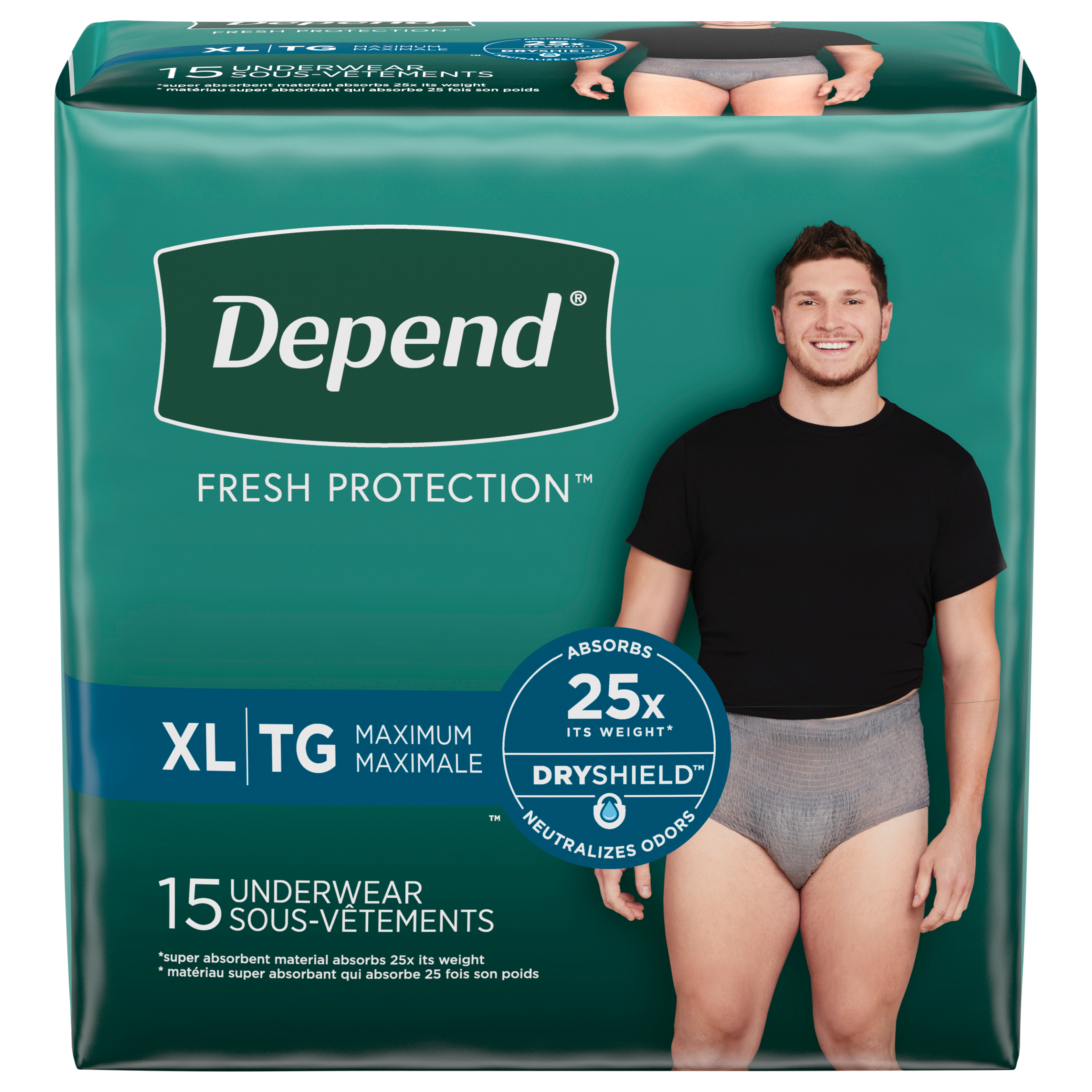 Depend FIT-FLEX Max Absorbency X Large Gray Incontinence Underwear for Men 15 Count 15 ct