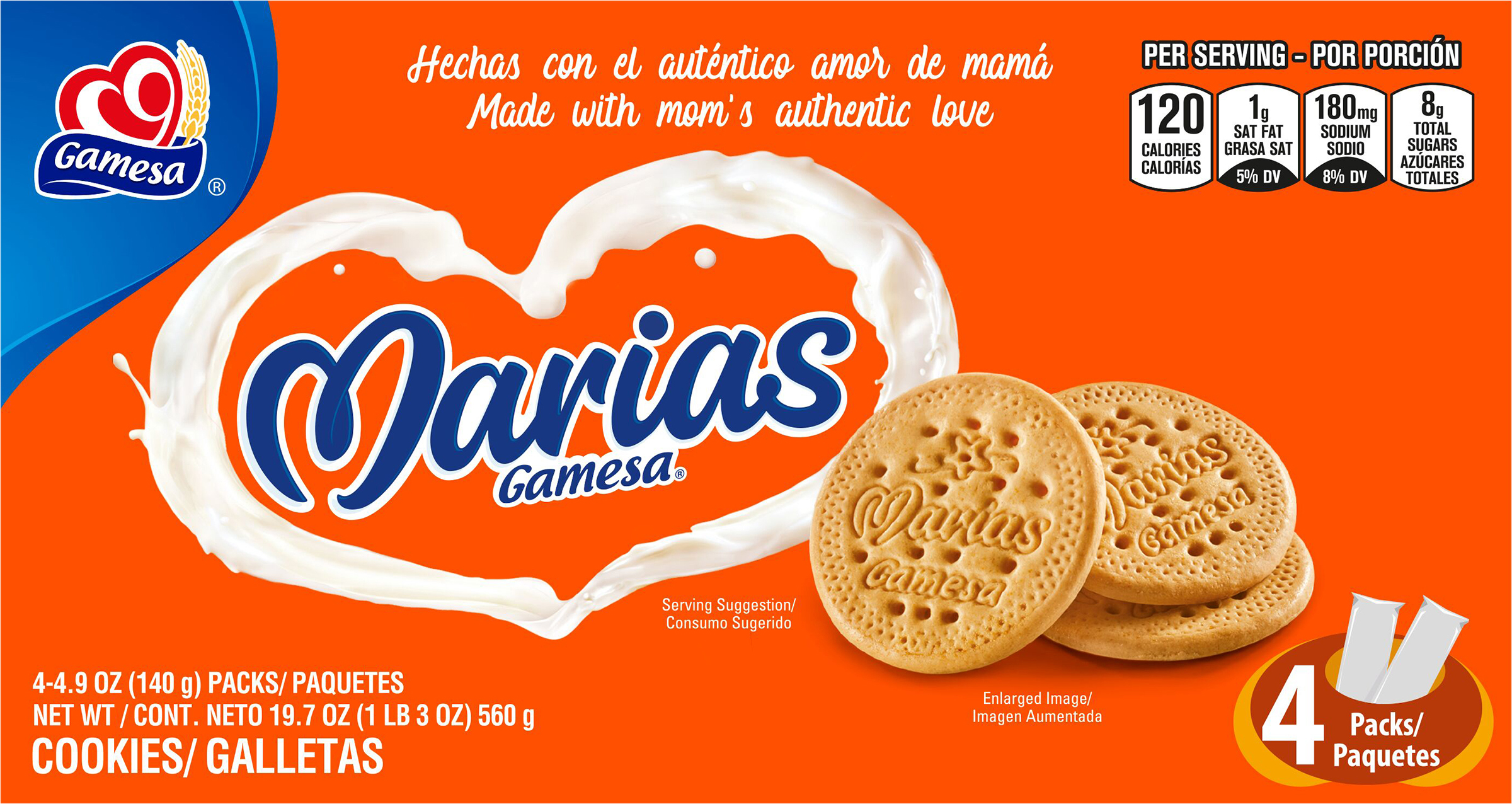 Gamesa Marias Vanilla Cookies 19.7 Ounce 12 Pack Paper Box