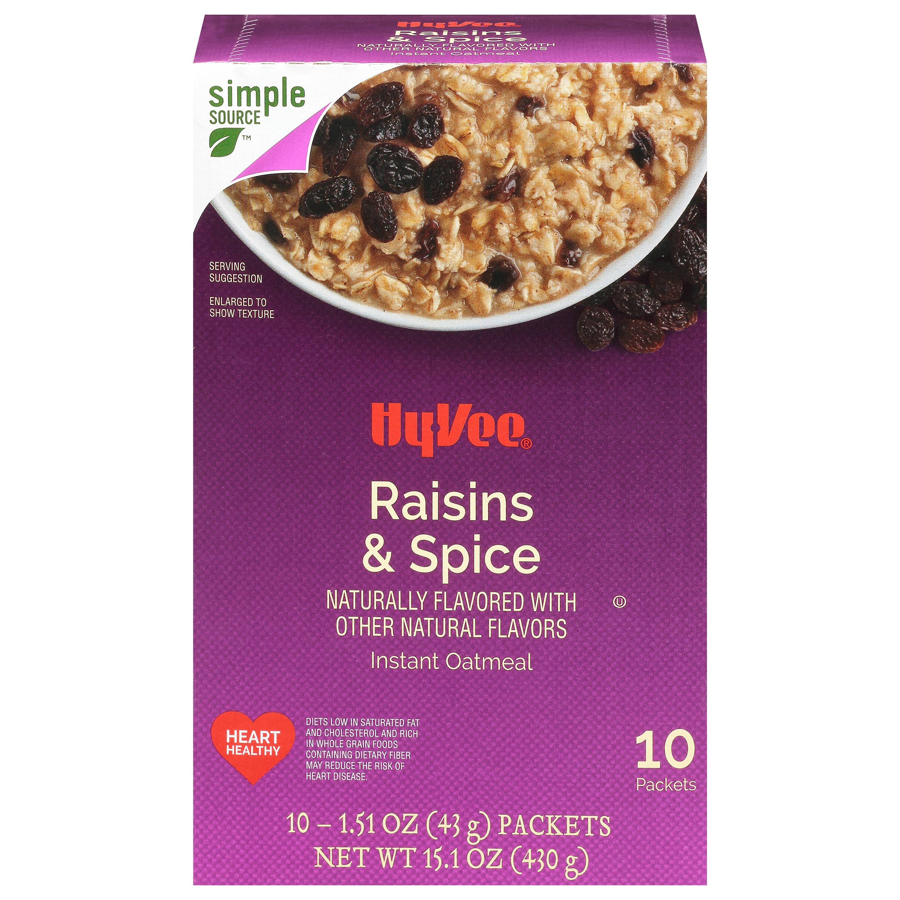 HyVee Raisins & Spice Instant Oatmeal 10 ea