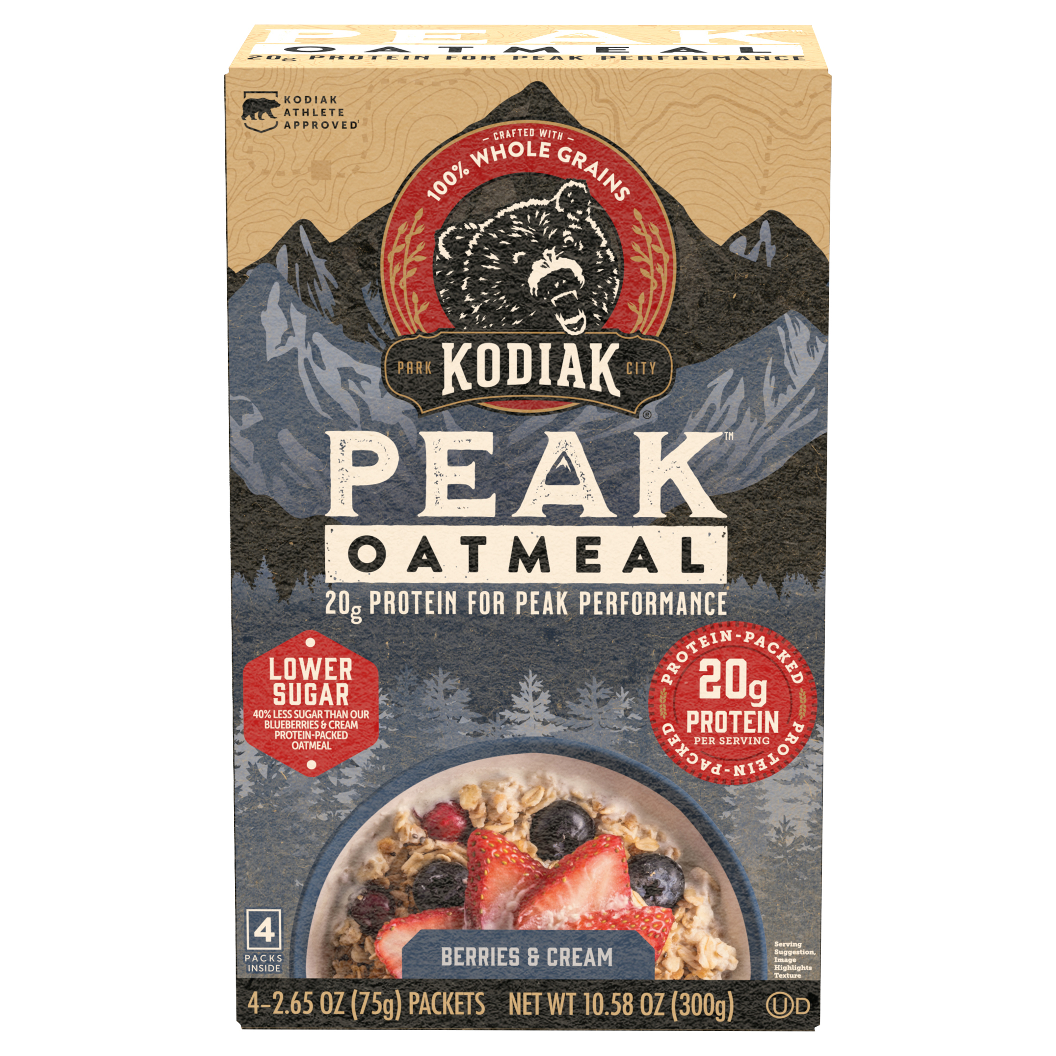 PEAK Oatmeal Packets, Berries & Cream, 13.23 oz/5 ct