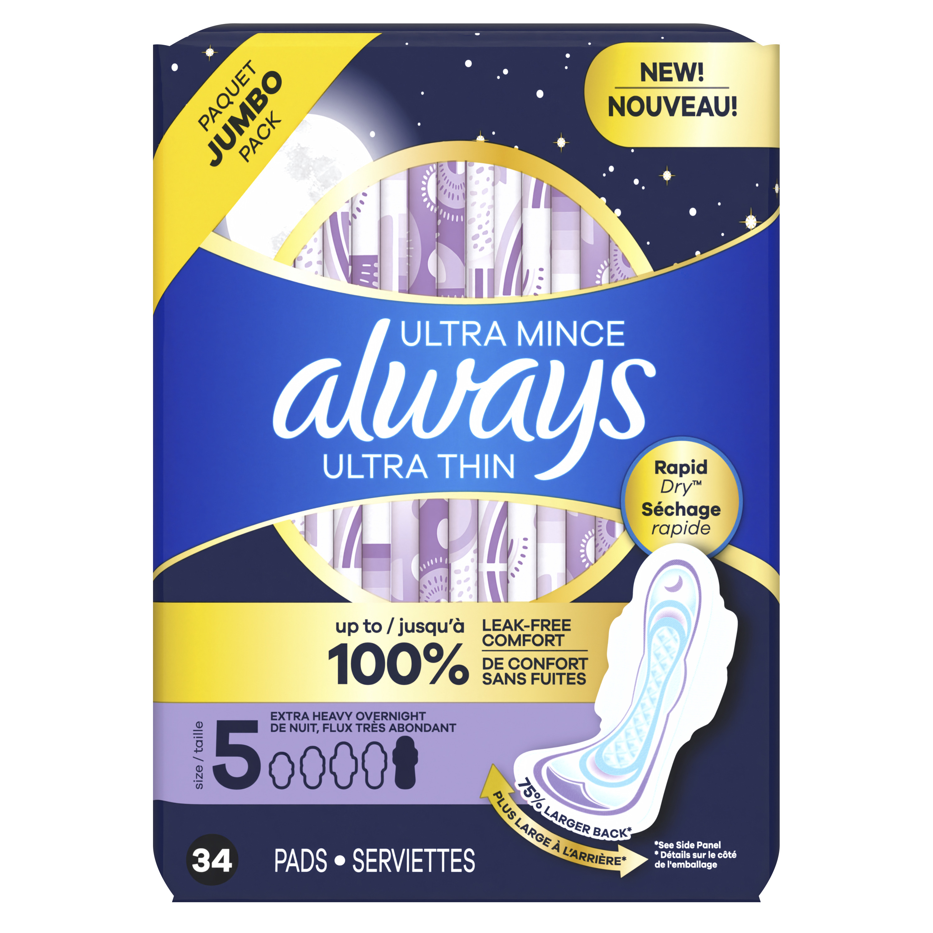 Always Ultra Thin Ultra Thin Pads, Size 5, 34 Each