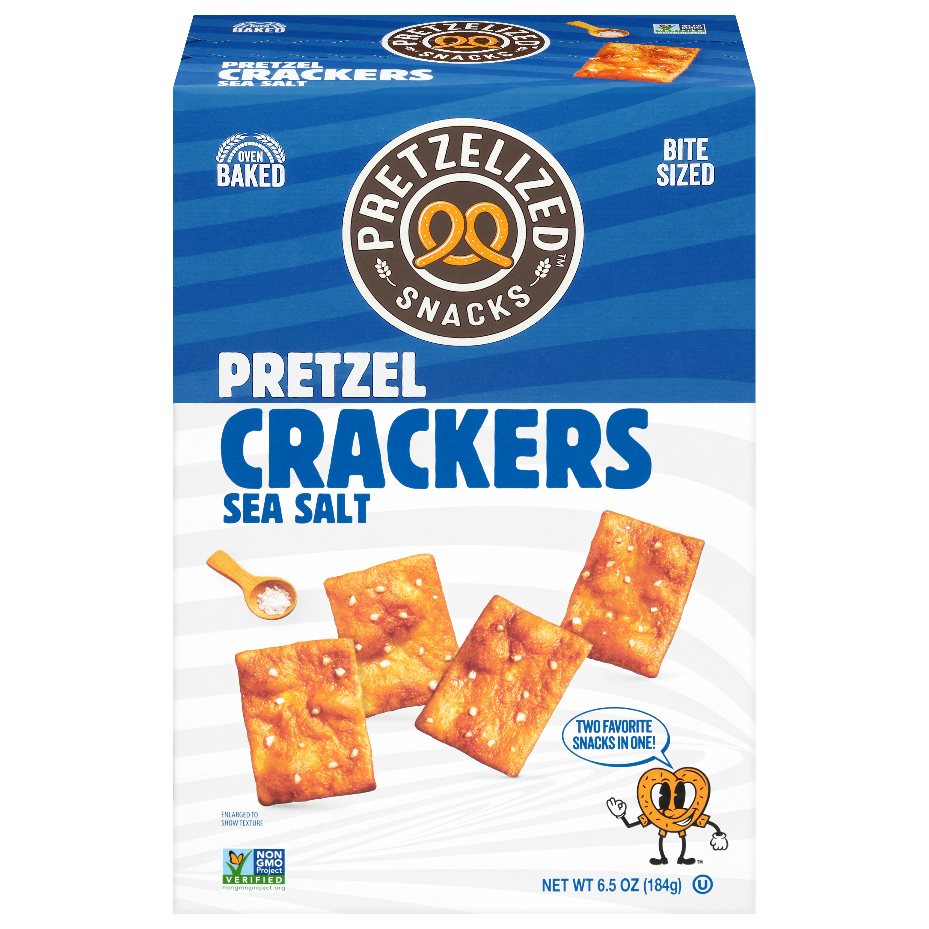 Pretzelized Snacks Oven Baked Pretzel Sea Salt Crackers Bite Sized