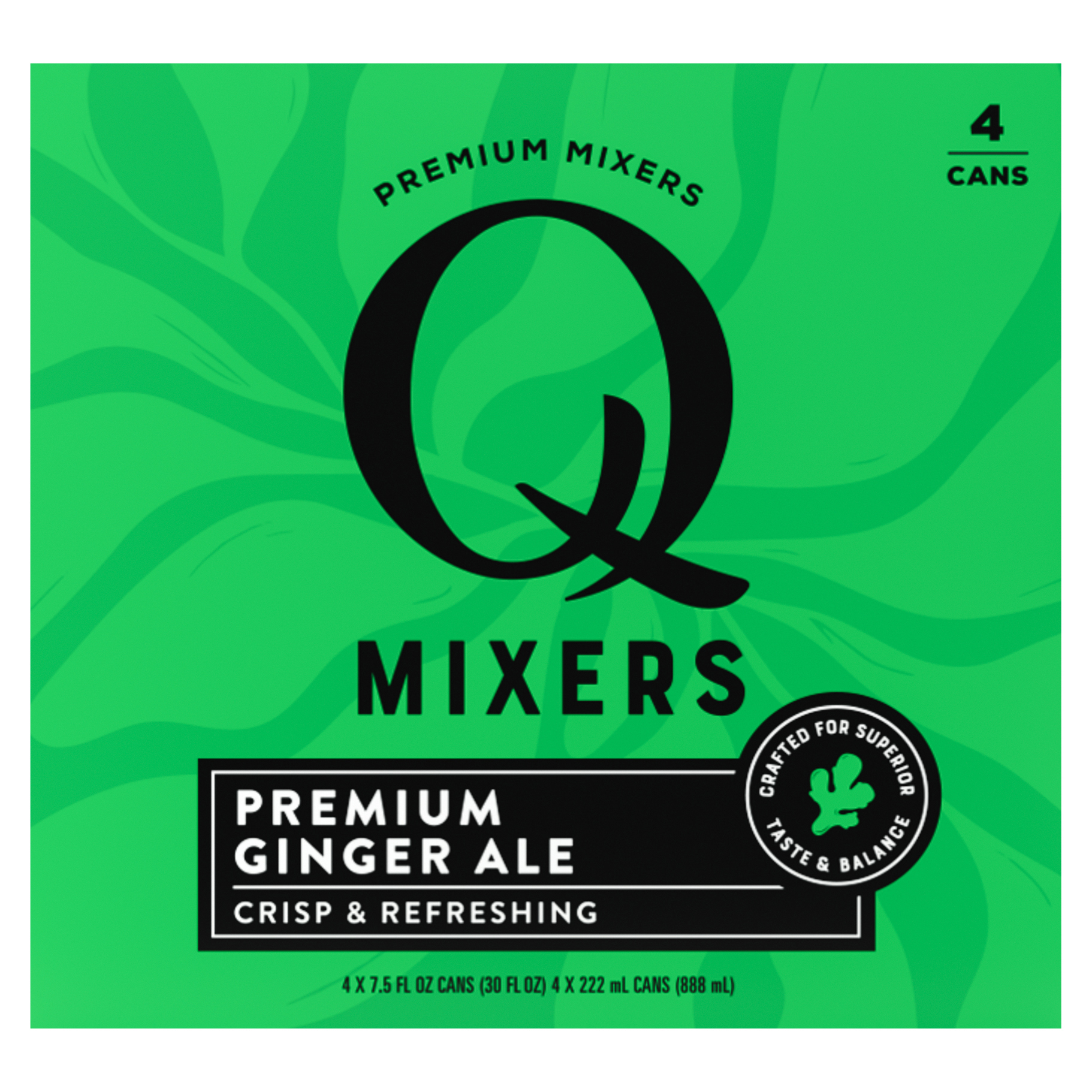 Q Mixers Premium Ginger Ale, Premium Cocktail Mixer Made with Real Ingredients, 7.5 Fl Oz (Pack of 4)