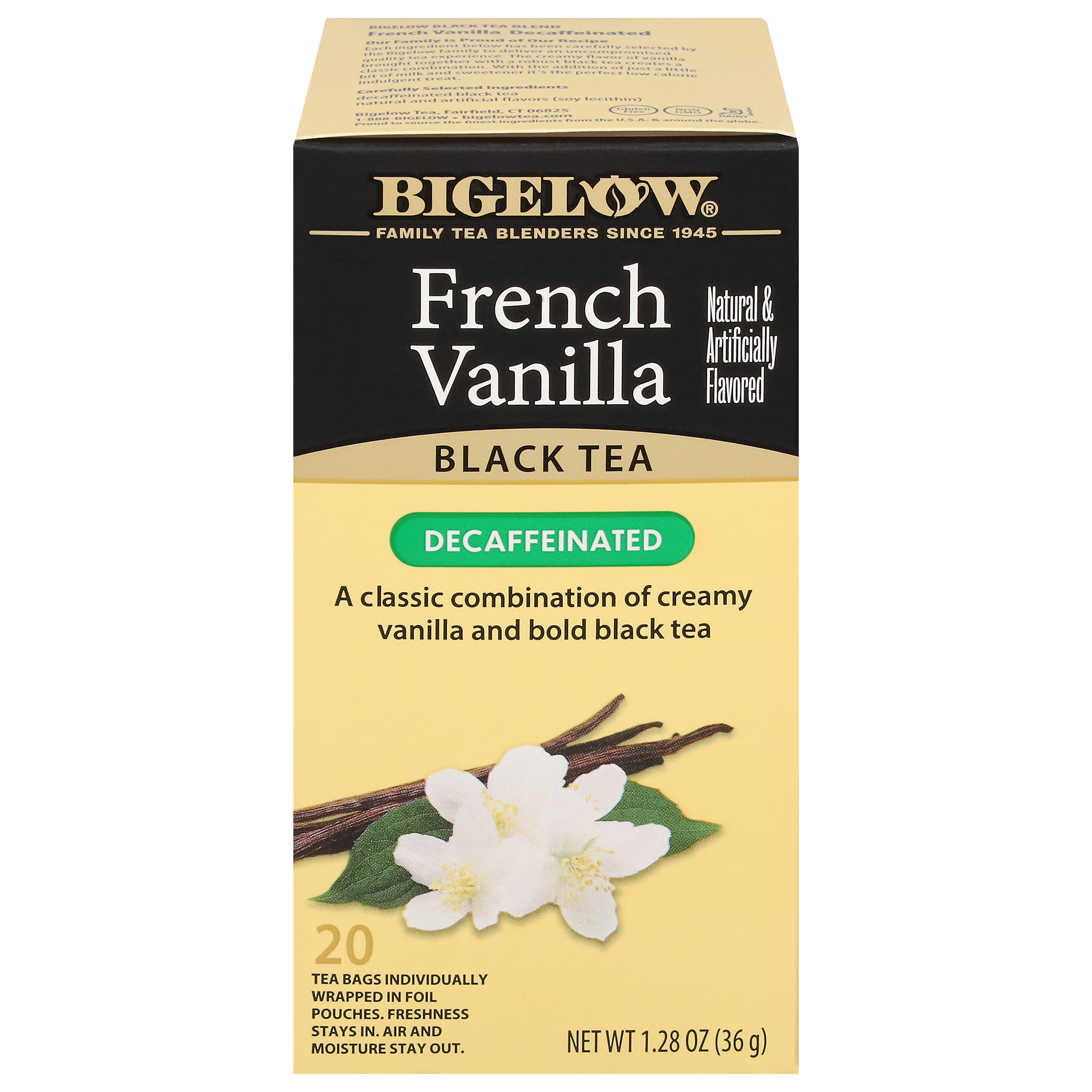 Bigelow Decaffeinated French Vanilla Black Tea 20 Tea Bags