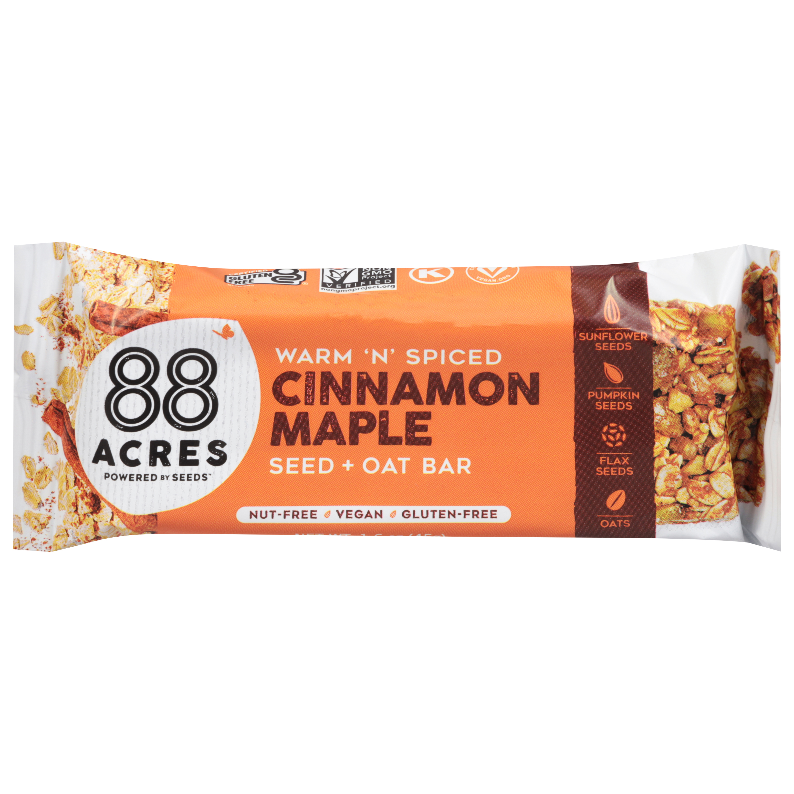 88 Acres Warm 'N' Spiced Cinnamon Maple Seed + Oat Bar