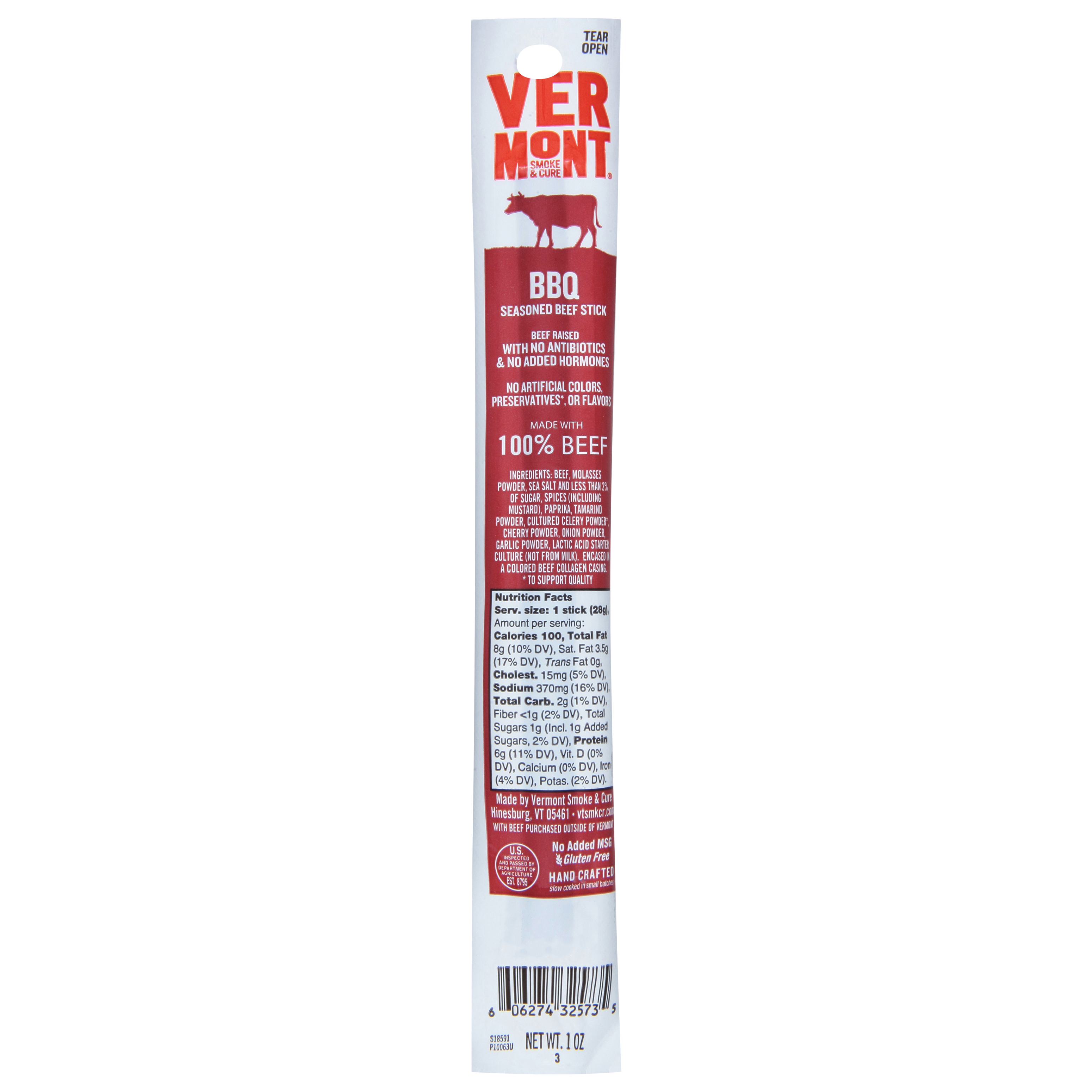 Vermont Smoke & Cure BBQ Seasoned Beef Stick