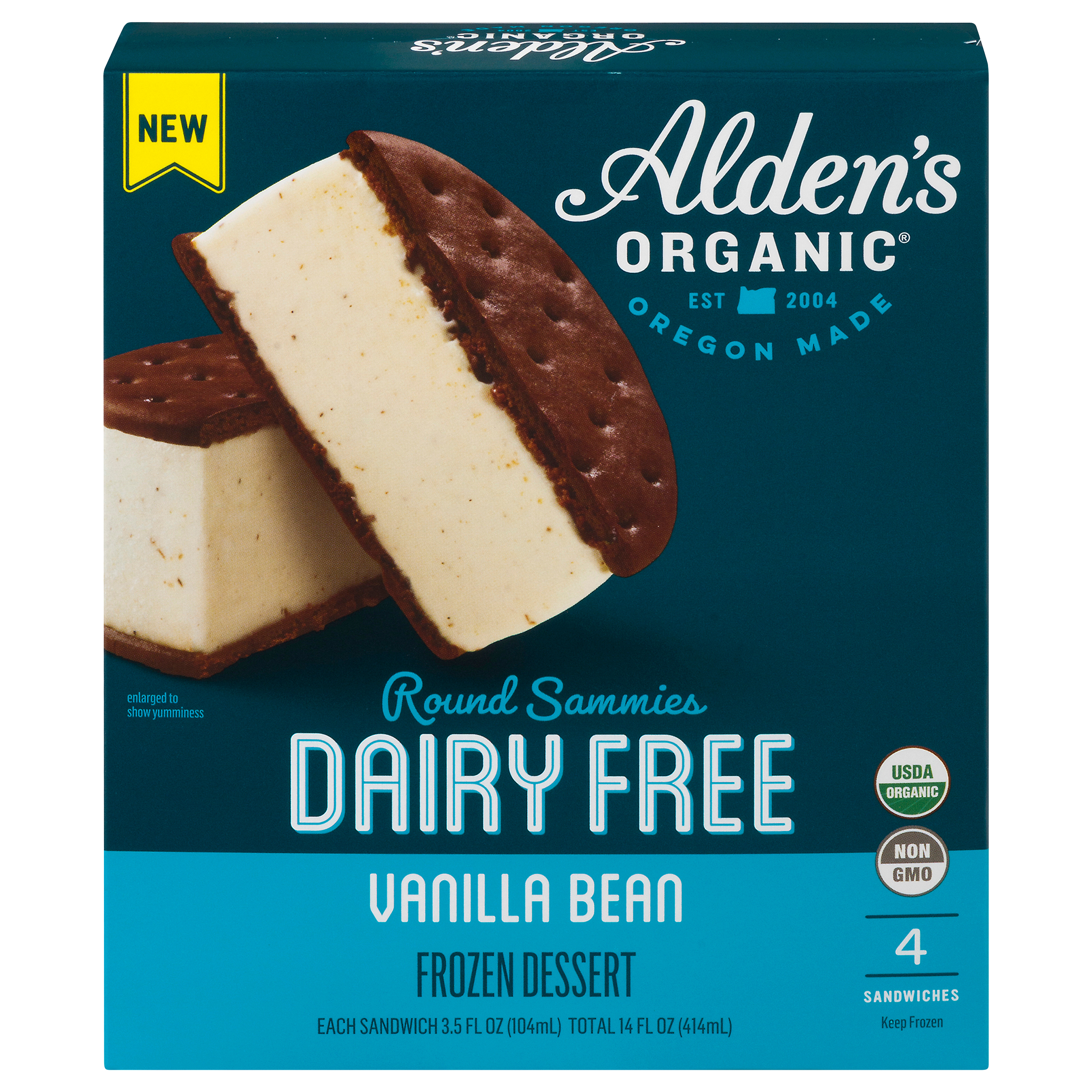 Aldens Organic Round Sammies Dairy Free Vanilla Bean Frozen Dessert