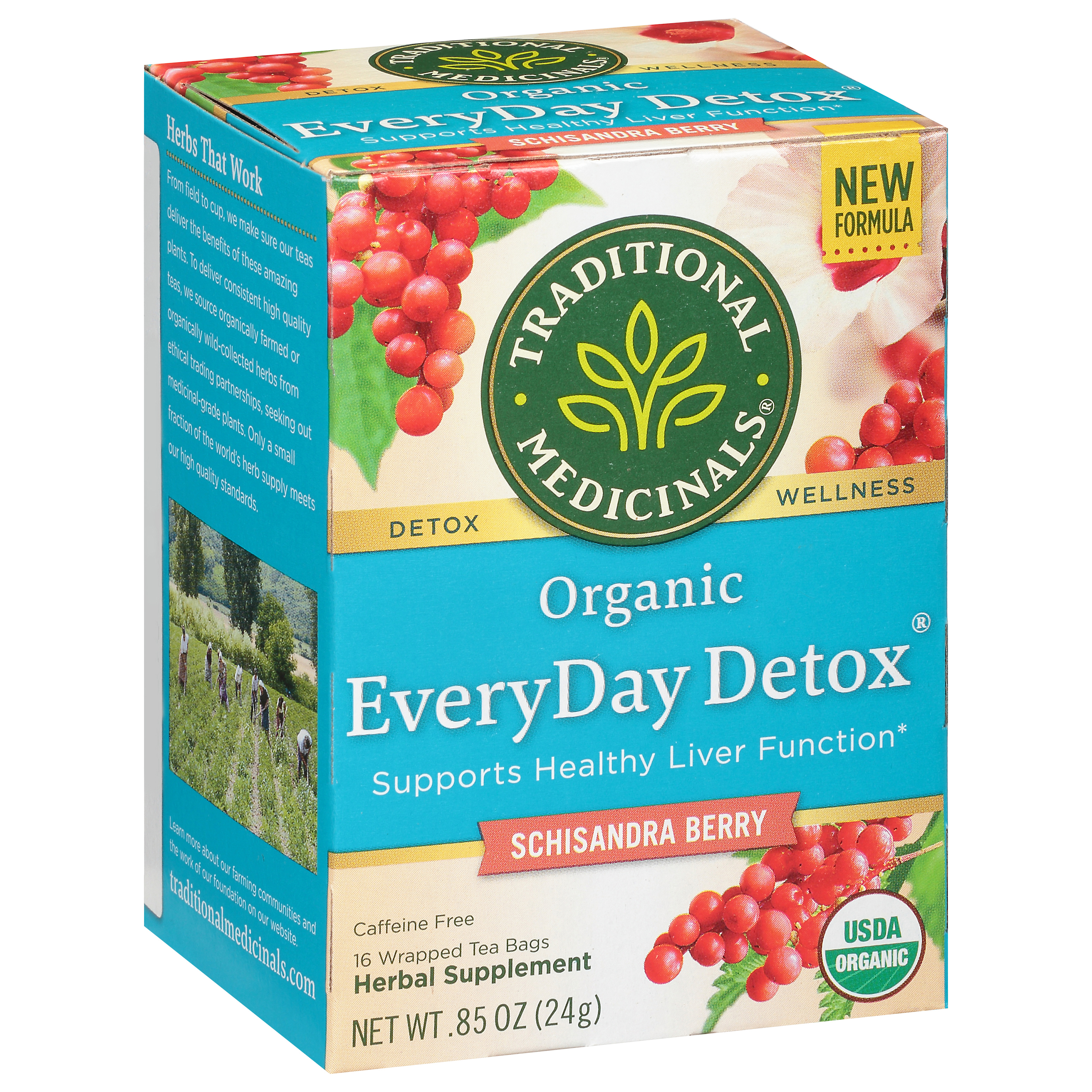 Traditional Medicinals Organic Everyday Detox Schisandra Berry Herbal Tea 16 Tea Bags