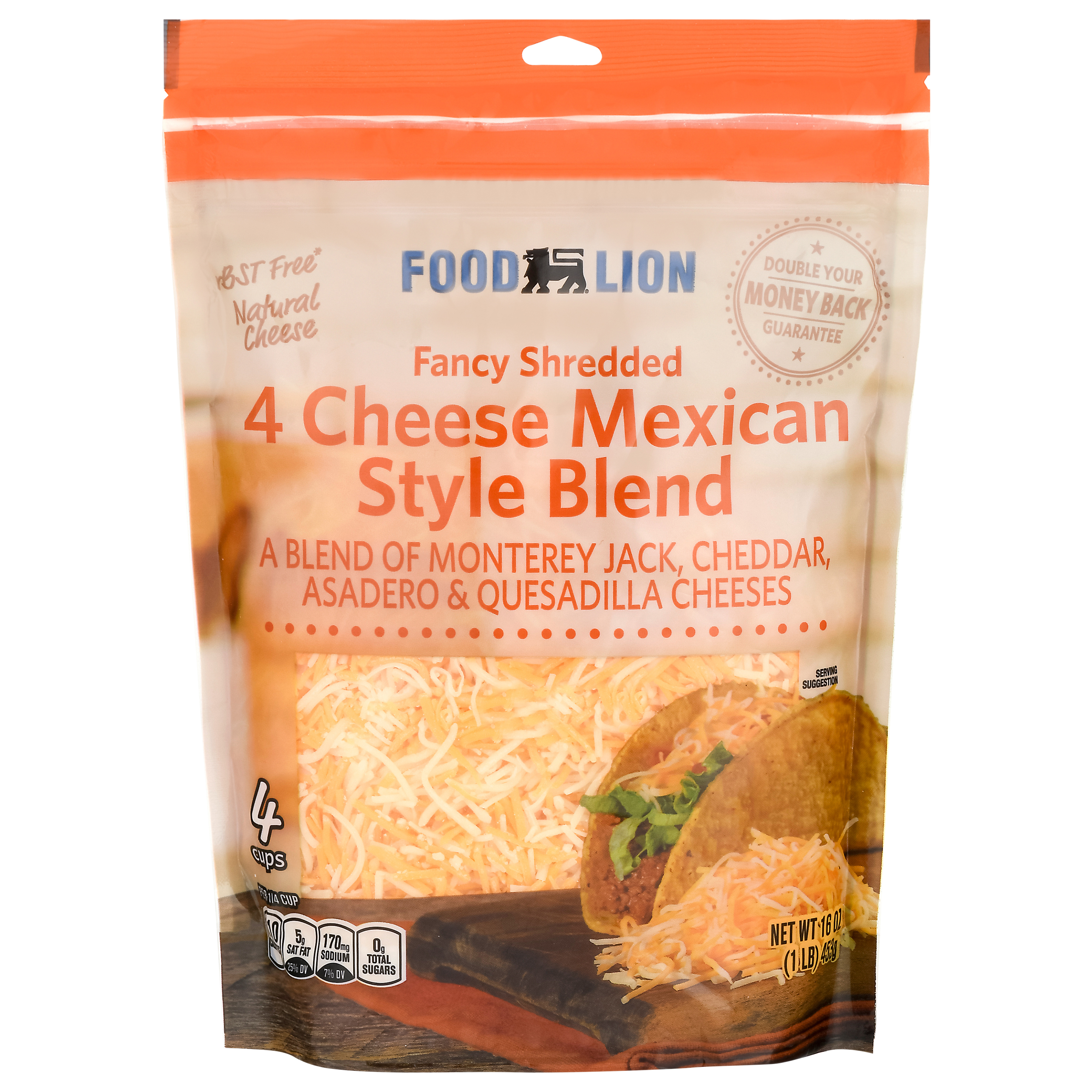 Food Lion 4 Cheese Mexican Style Blend Fancy Shredded Cheese 16 oz