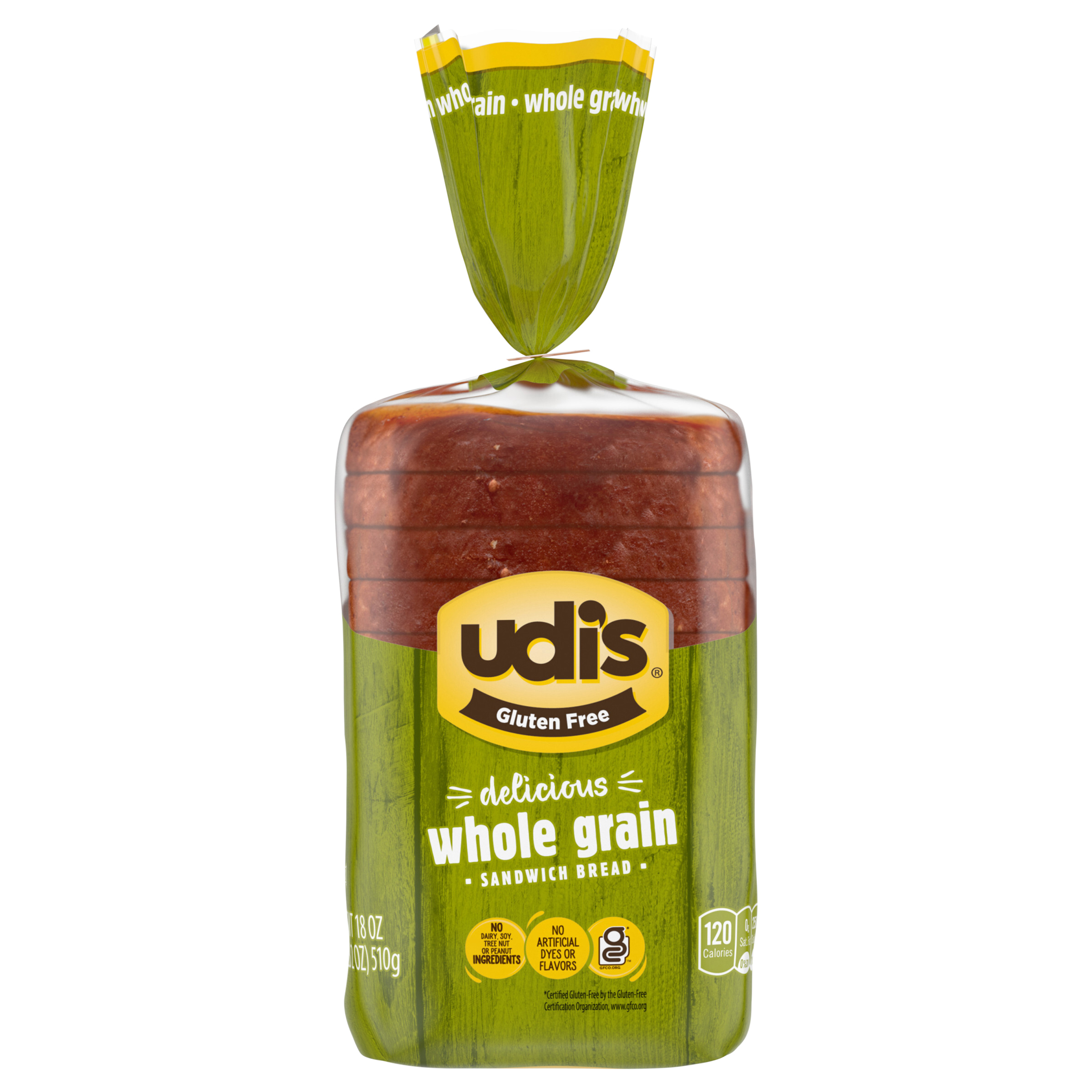 Udi's Gluten Free Delicious Whole Grain Sandwich Bread, Frozen, 18 oz.