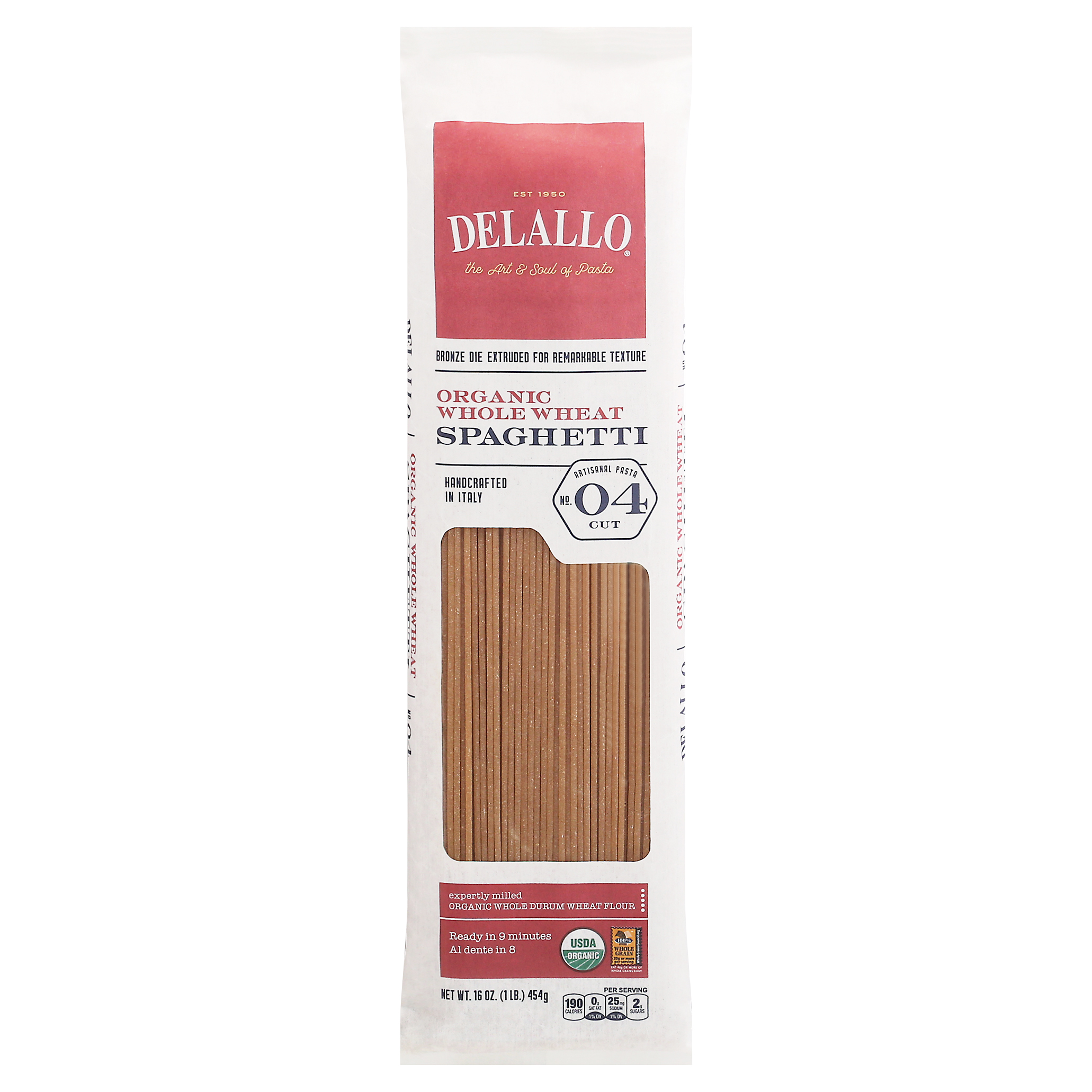Delallo No. 04 Cut Whole Wheat Organic Spaghetti