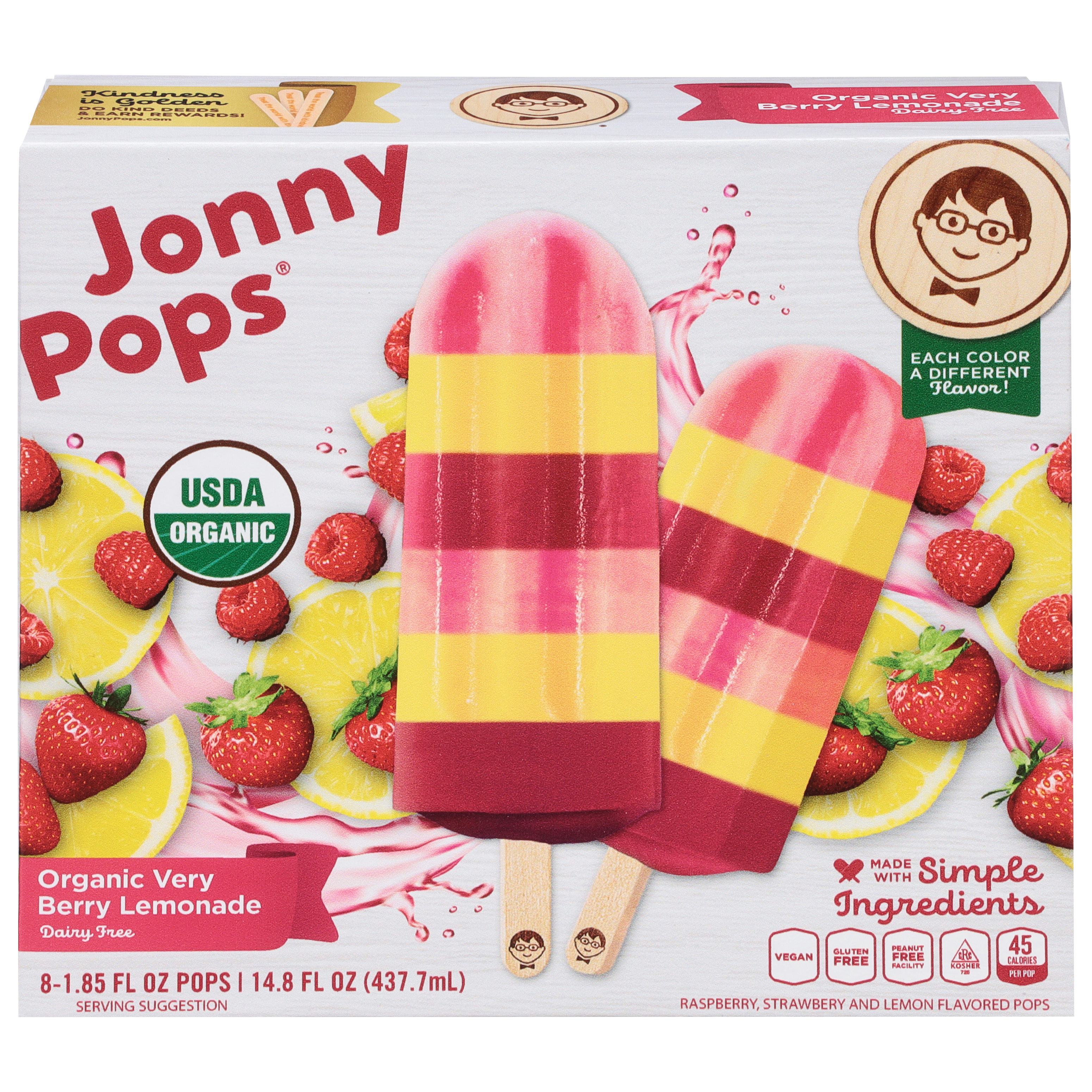 JonnyPops Dairy Free Organic Very Berry Lemonade Ice Pops