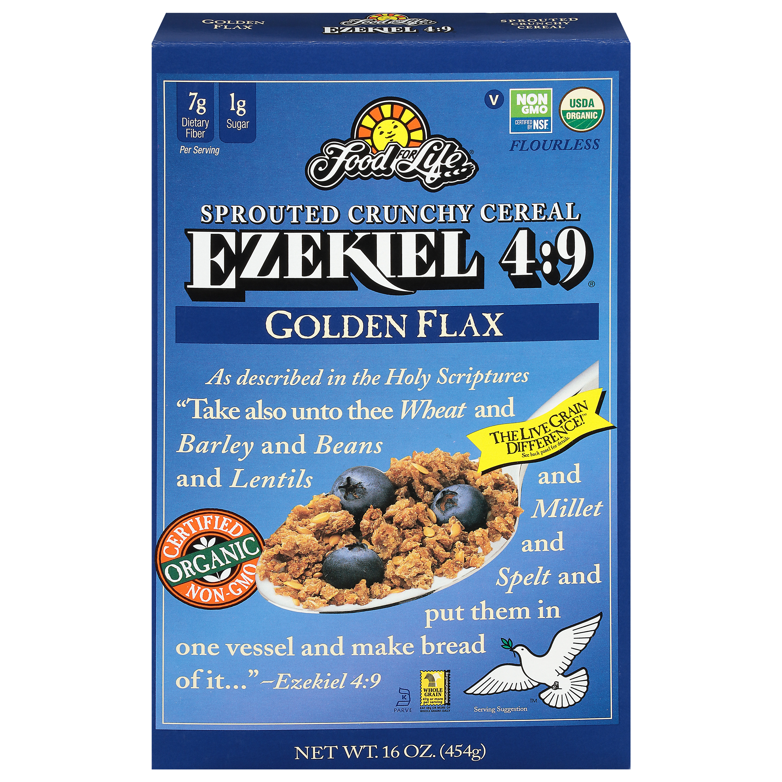 Food for Life Ezekiel 4:9 Golden Flax Flourless Sprouted Crunchy Golden Flax Cereal