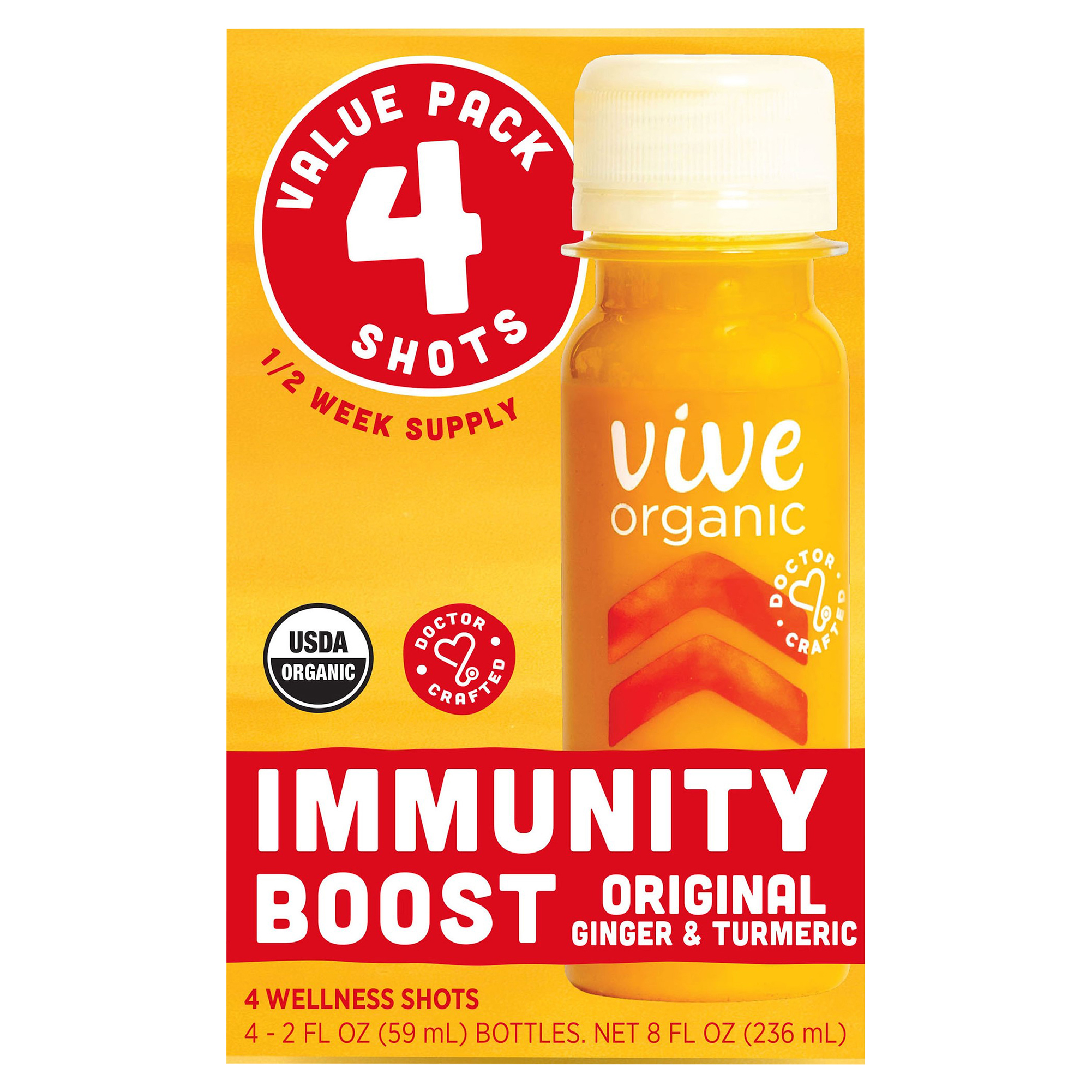 Vive Organic Immunity Boost Original Ginger & Turmeric Shot (2oz, 4 count)