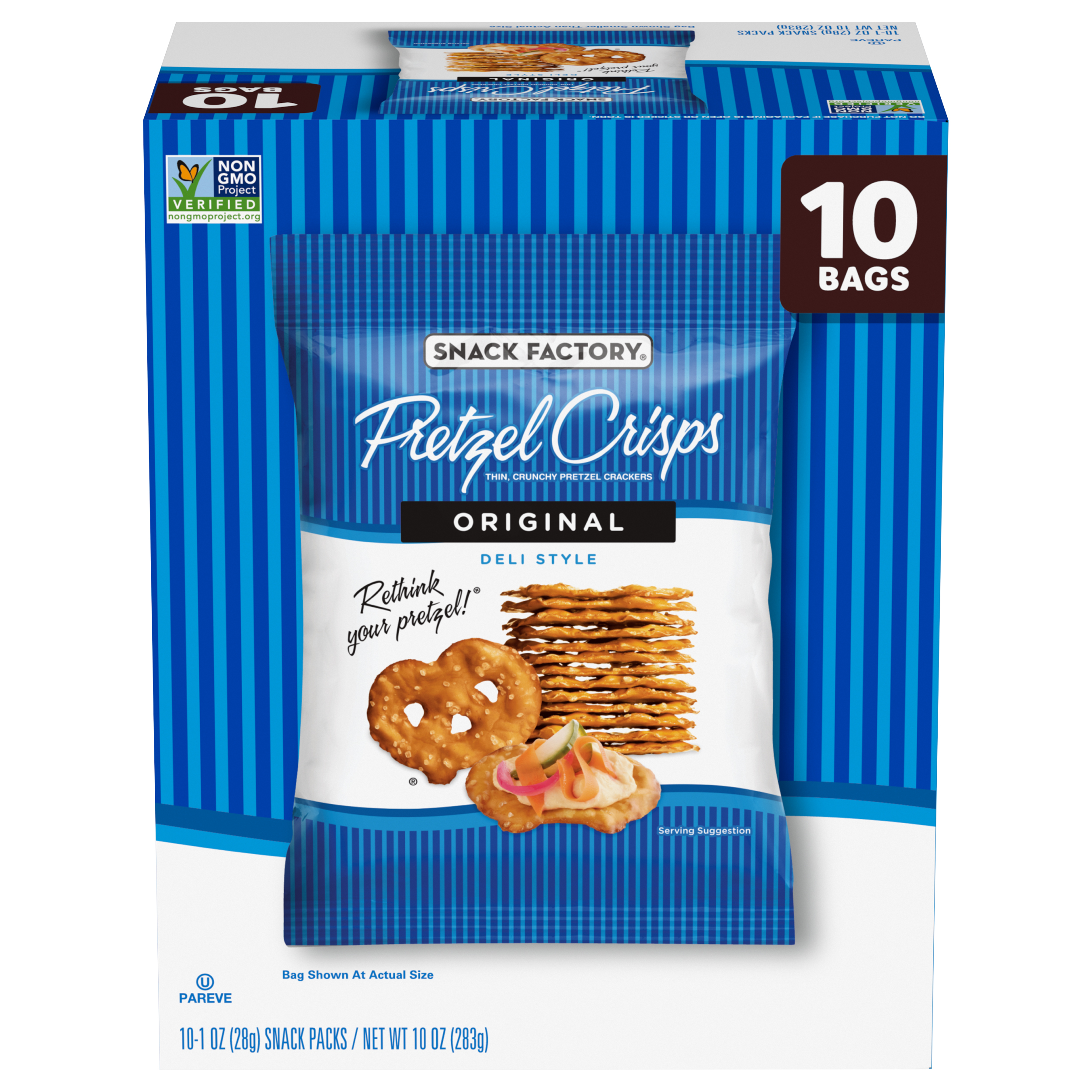 Snack Factory Deli Style Original Pretzel Crisps 10 - 1 oz (28 g) Packs