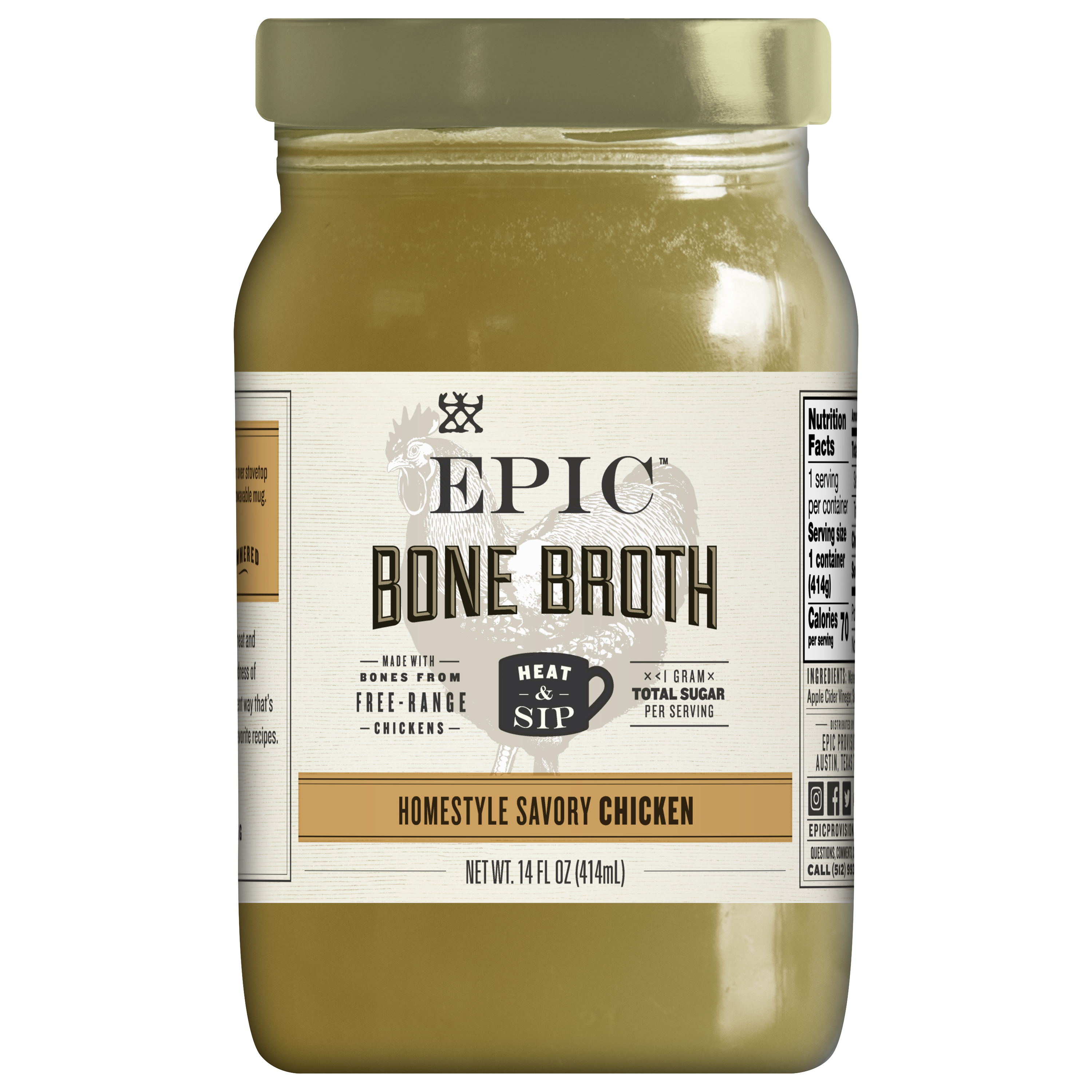 EPIC Homestyle Savory Chicken Bone Broth, Whole30,