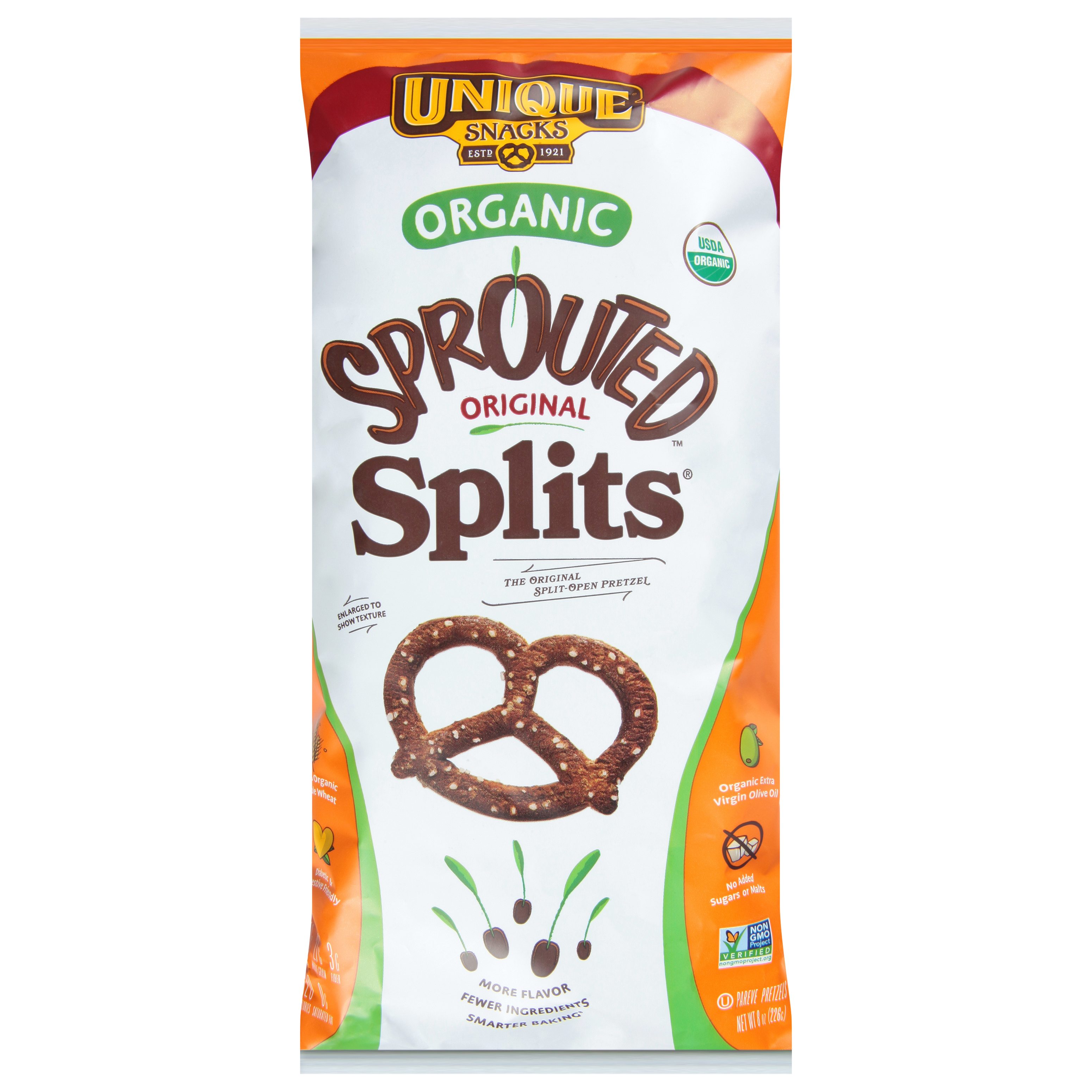 Unique Snacks Splits Sprouted Organic Original Pretzels