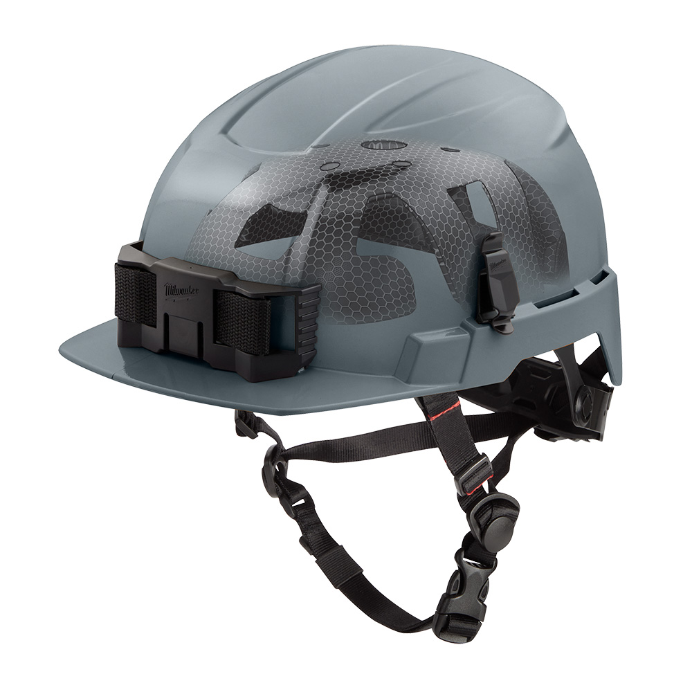 BOLT Gray Front Brim Safety Helmet with IMPACT ARMOR Liner (USA) - Type 2, Class E