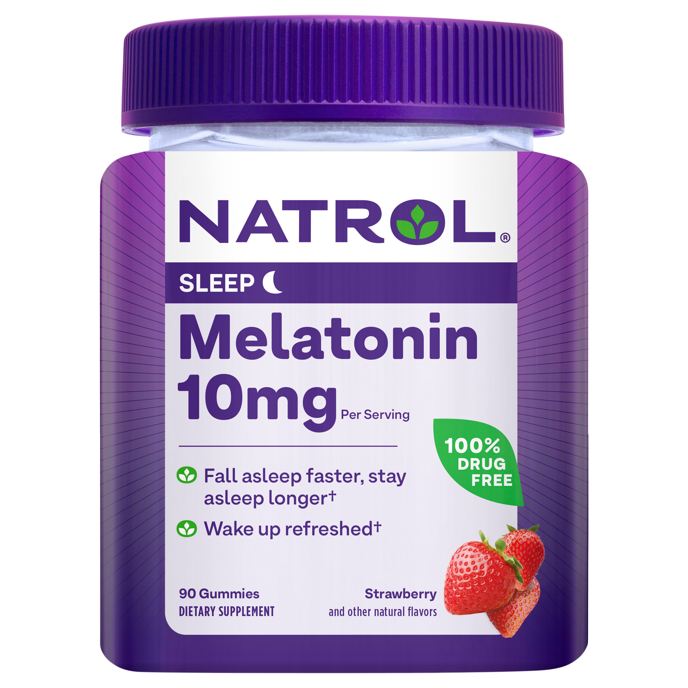 Natrol 10 mg Melatonin Gummies, Sleep Support for Adults, Melatonin Supplements for Sleeping, 90 Strawberry-Flavored Gummies, 45 Day Supply