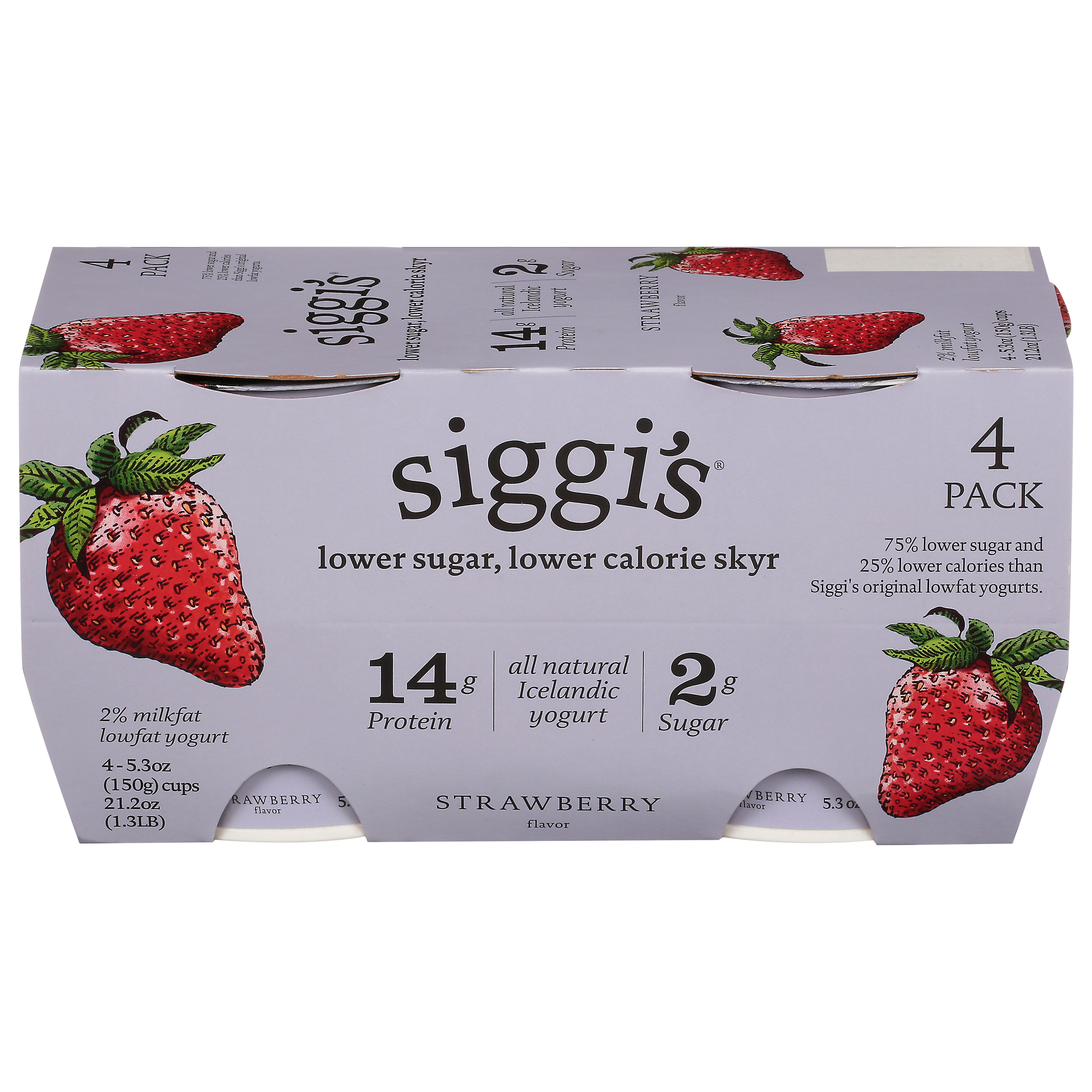 Siggi's Lowfat Strawberry Flavor Yogurt 4 - 5.3 oz Cups