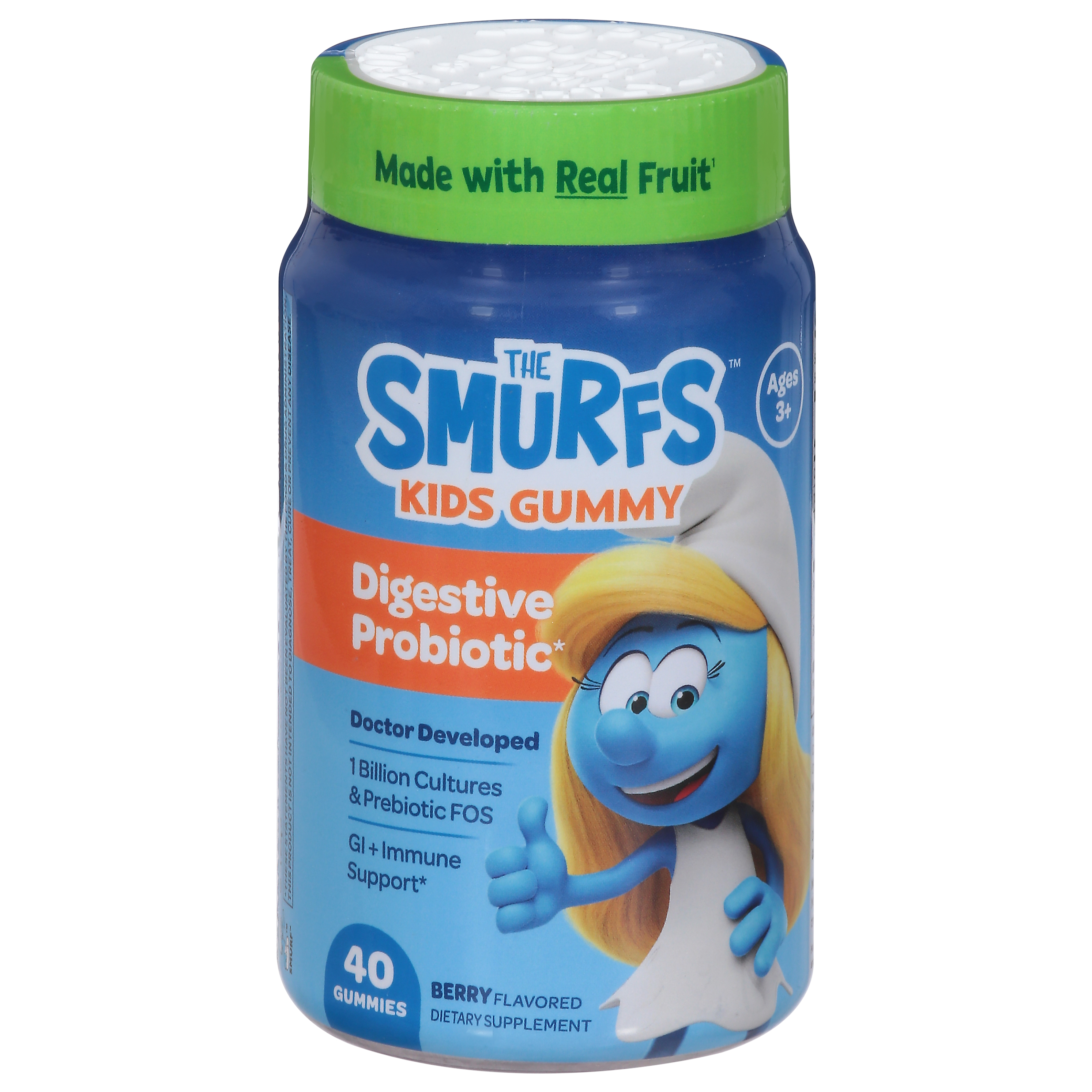 Smurfs Kids Gummy Berry Flavored Digestive Probiotic 40 Gummies