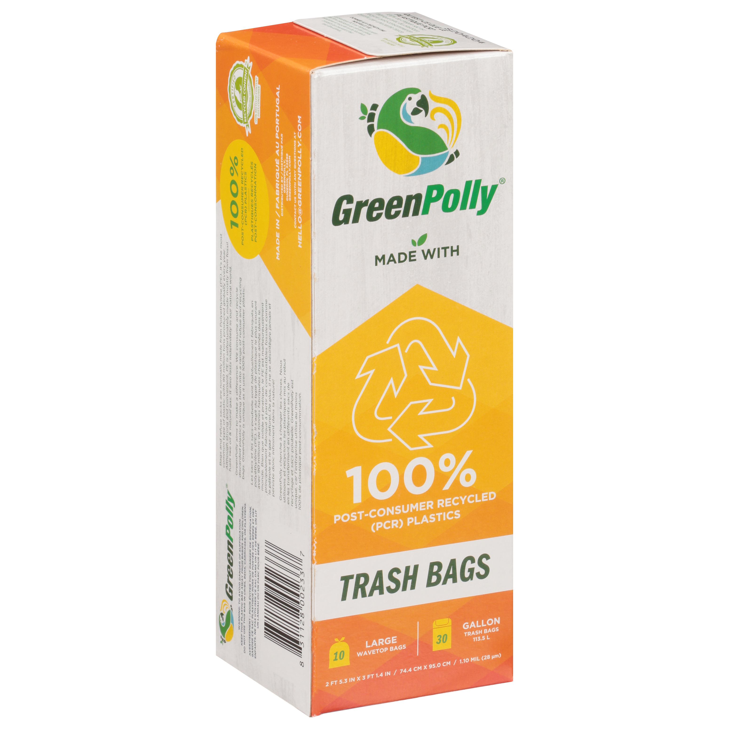 GreenPolly 30 Gallon Large Wavetop Trash Bags