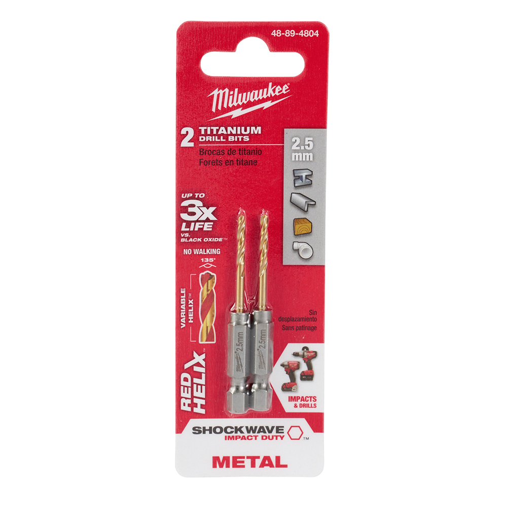 2.5mm Metric Titanium SHOCKWAVE™ RED HELIX™ Bit