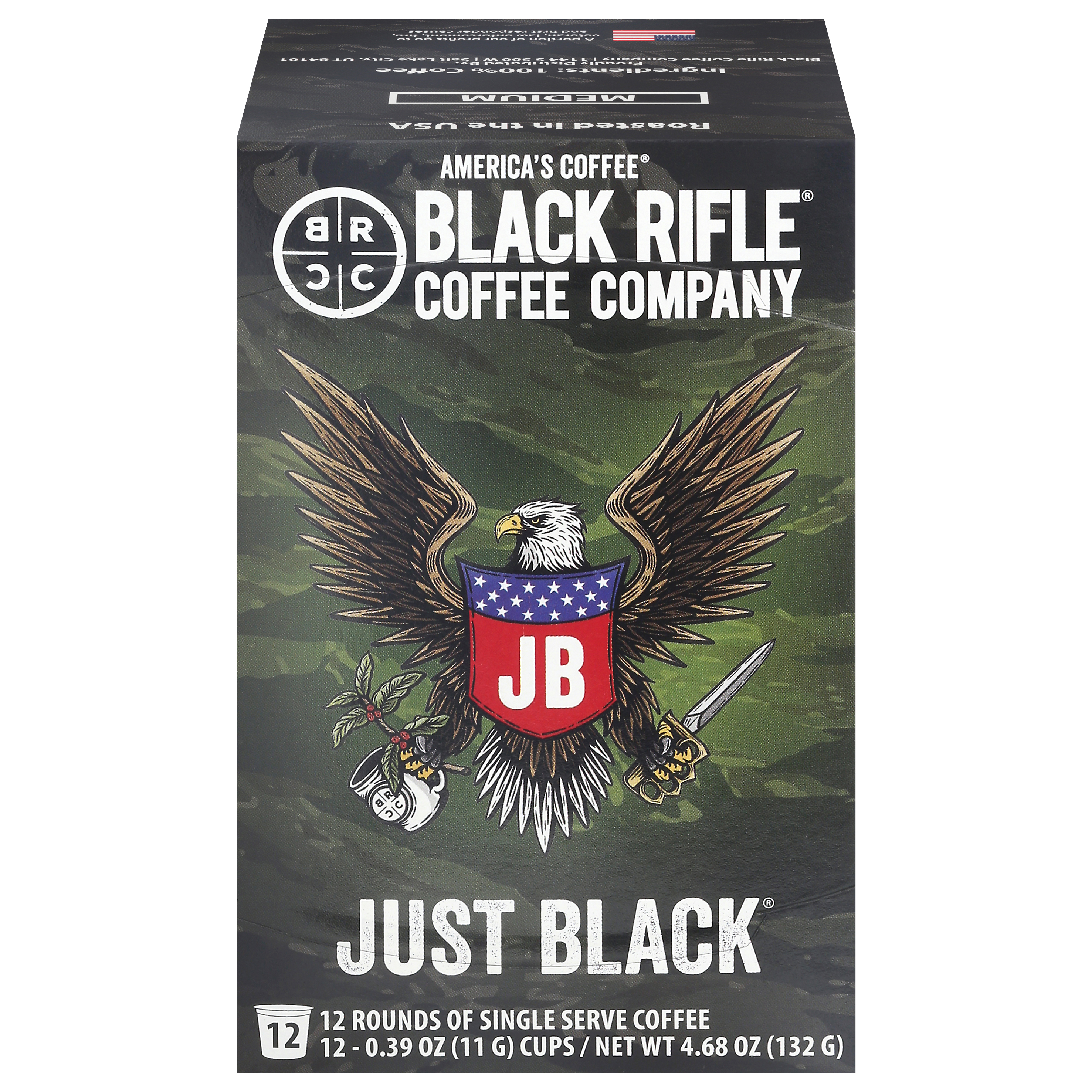Black Rifle Coffee Company Medium Just Black Coffee 12 - 0.39 oz Single Serve Cups