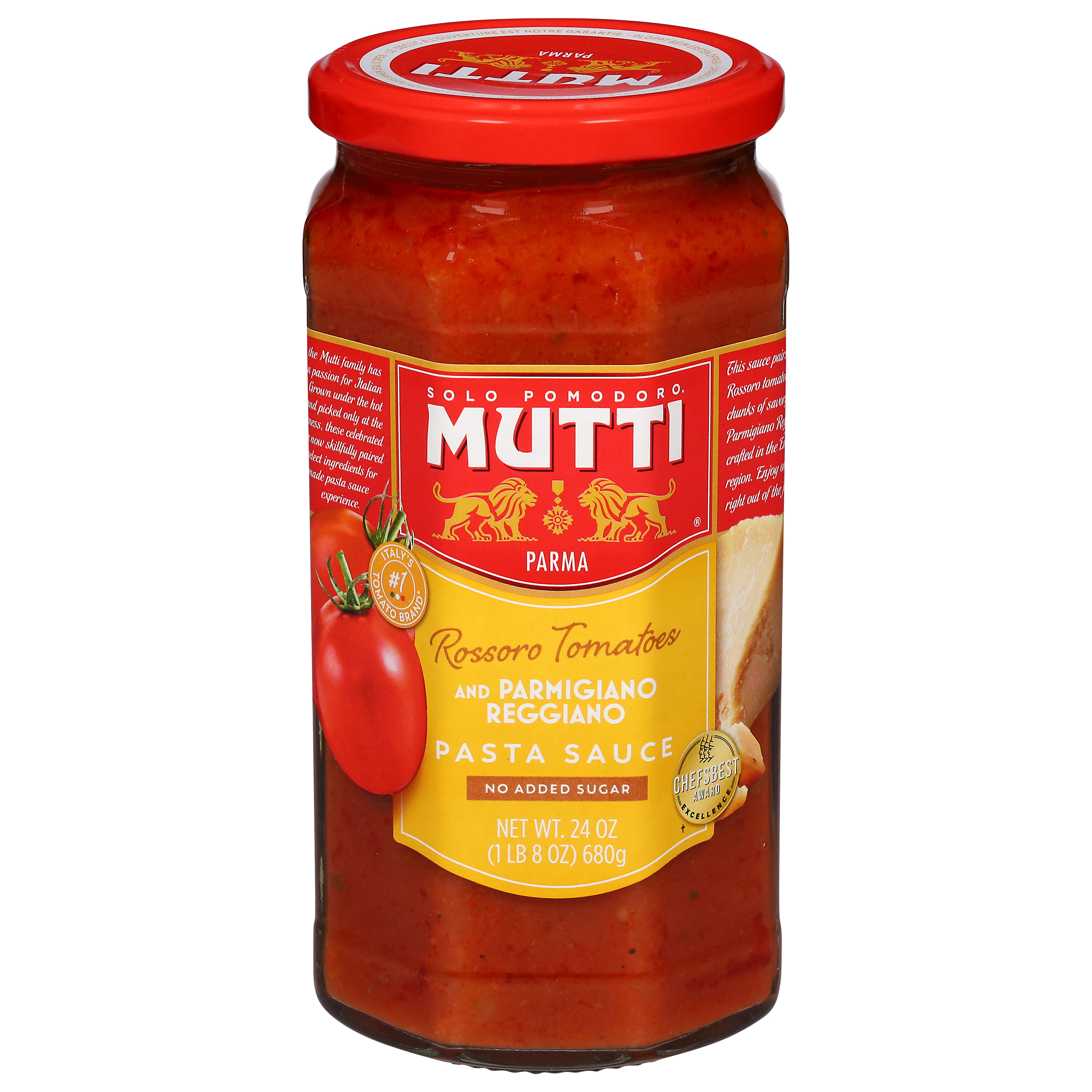 Mutti No Added Sugar Rossoro Tomatoes and Parmigiano Reggiano Pasta Sauce