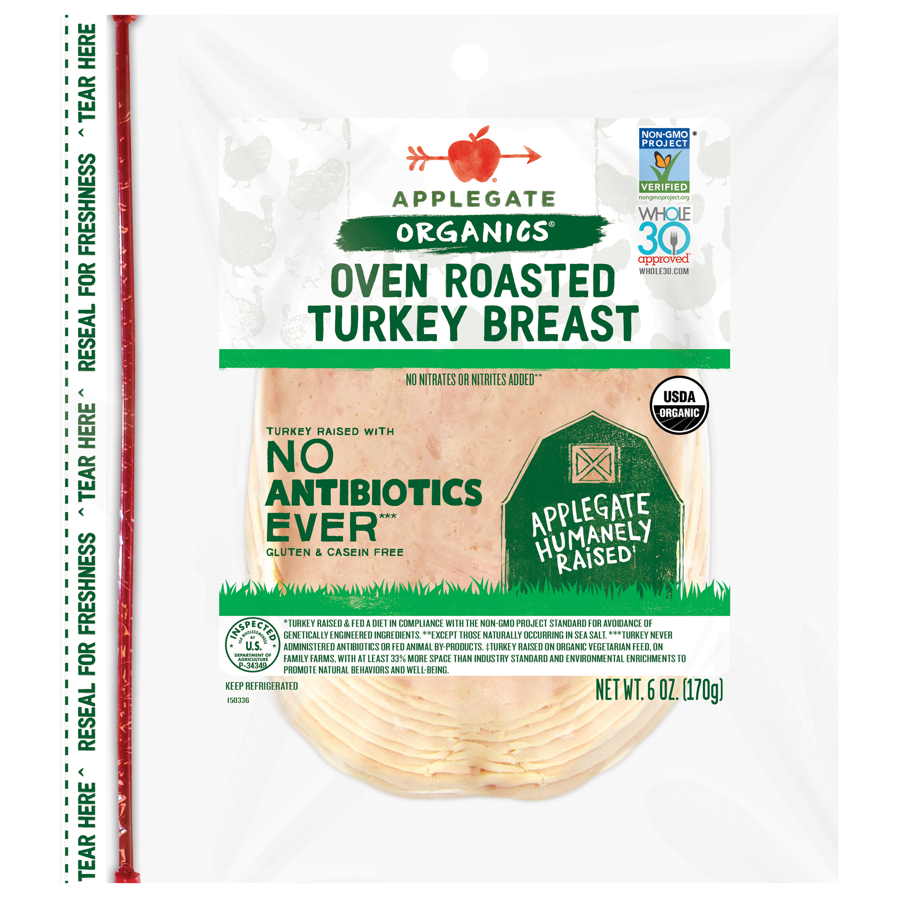 Applegate Organic Oven Roasted Turkey Breast Sliced,