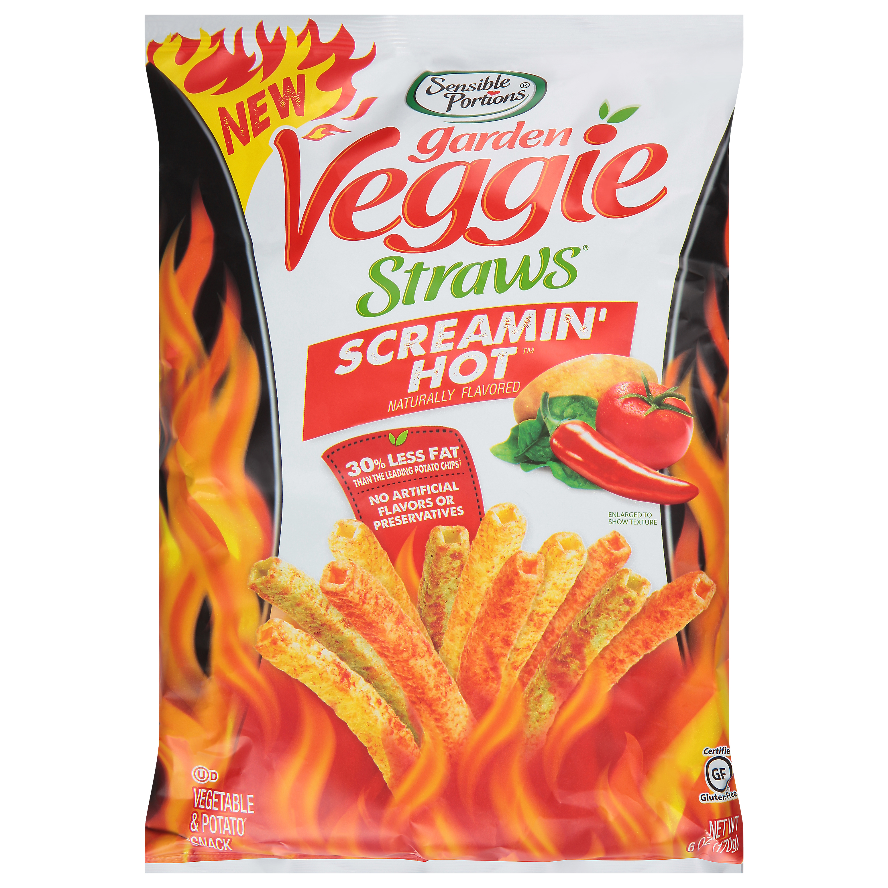 Sensible Portions Garden Veggie Straws Screamin' Hot Vegetable & Potato Snack