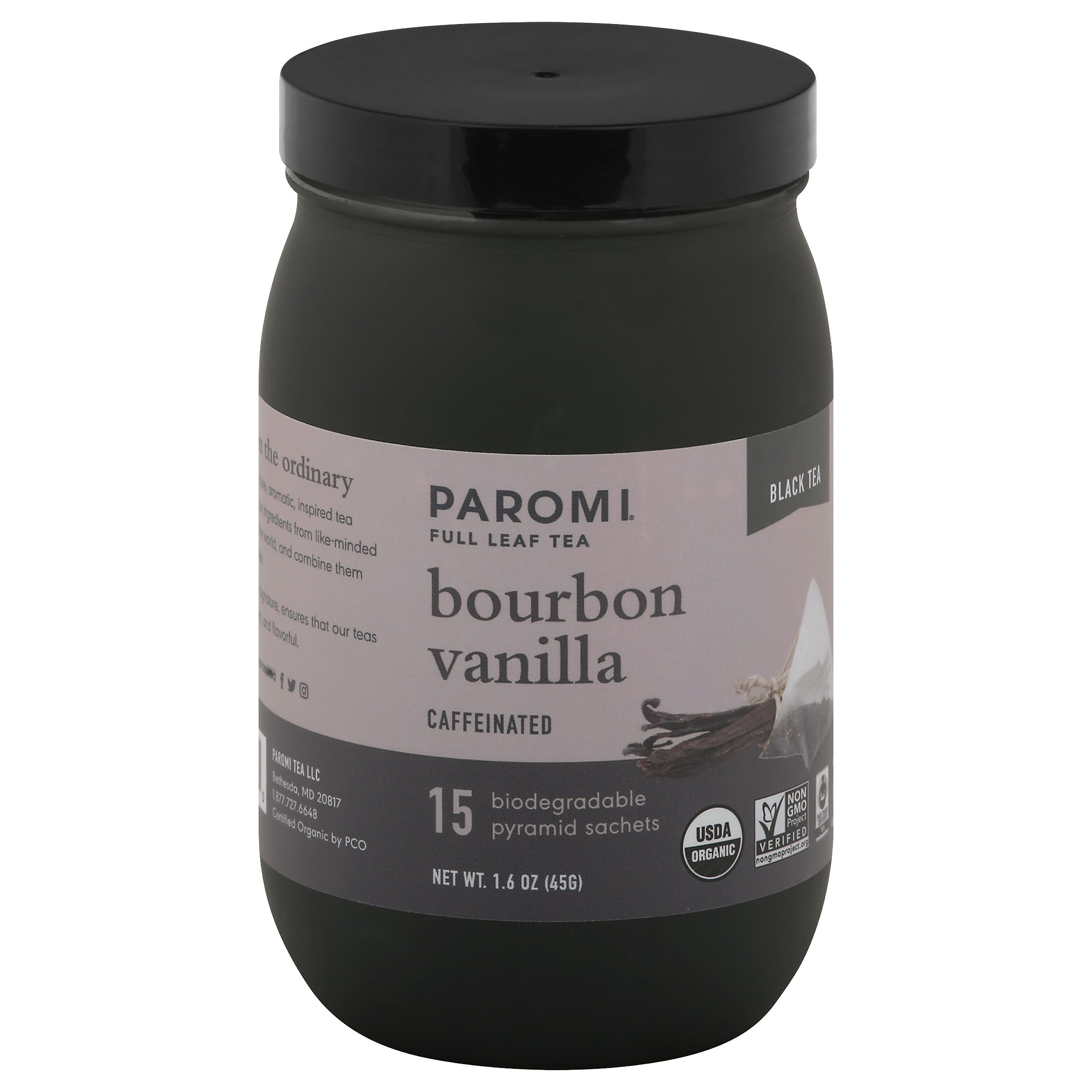 Paromi Caffeinated Pyramid Sachets Bourbon Vanilla Black Tea