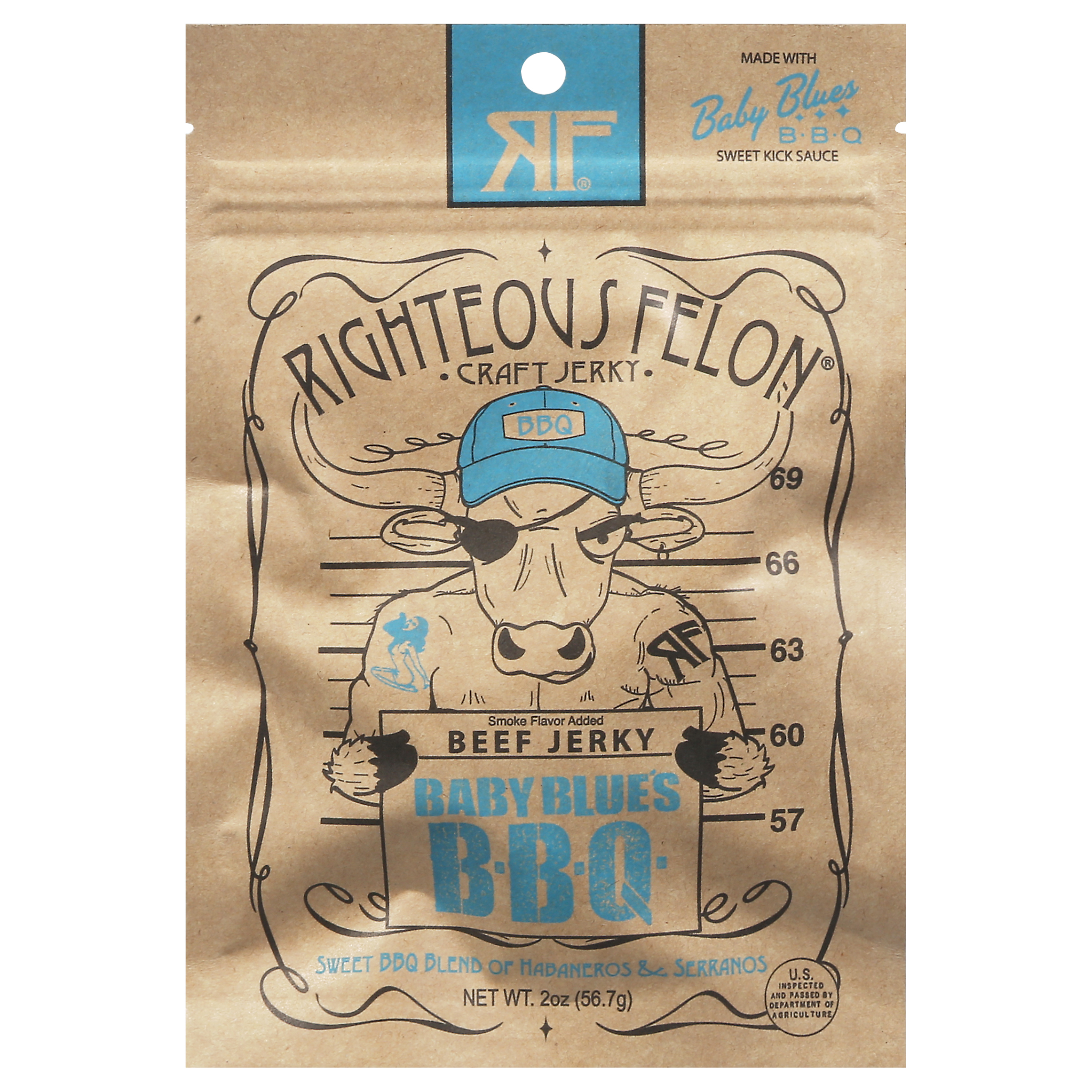 Righteous Felon Craft Jerky BabyBlues Bbq, Sweet Kick Sauce