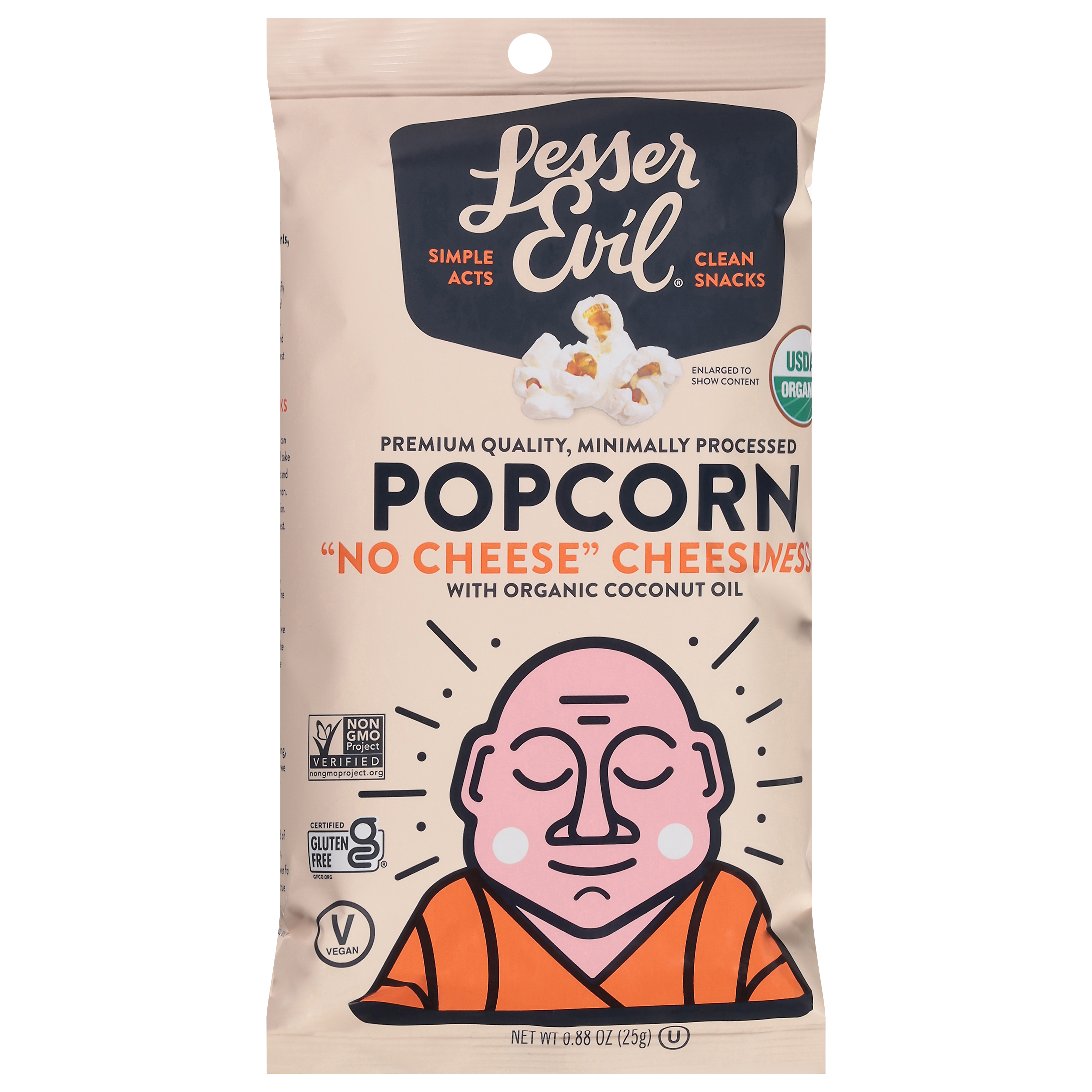 LesserEvil Organic No Cheese Cheesiness Popcorn