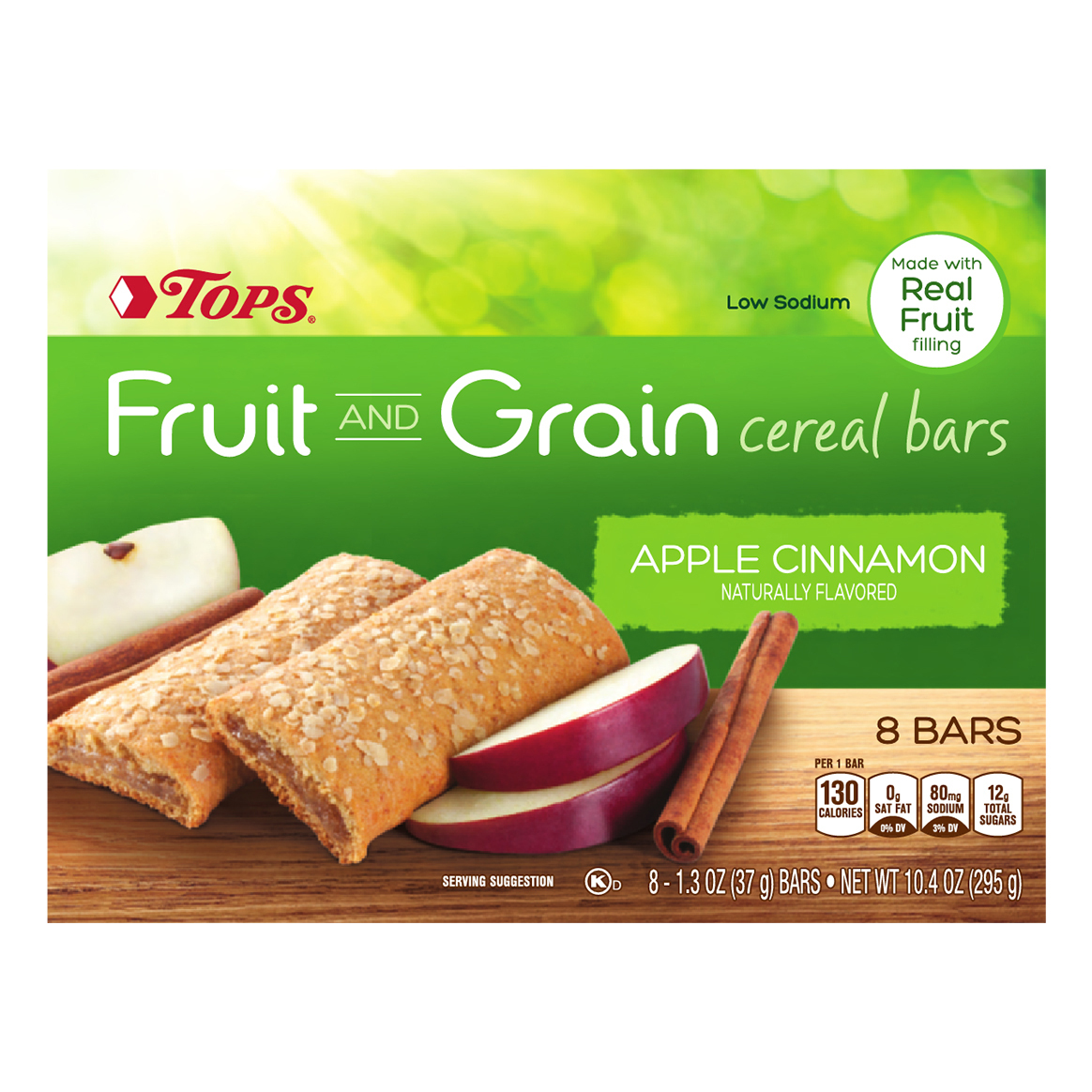 Tops Apple Cinnamon Fruit and Grain Cereal Bars 8 ea