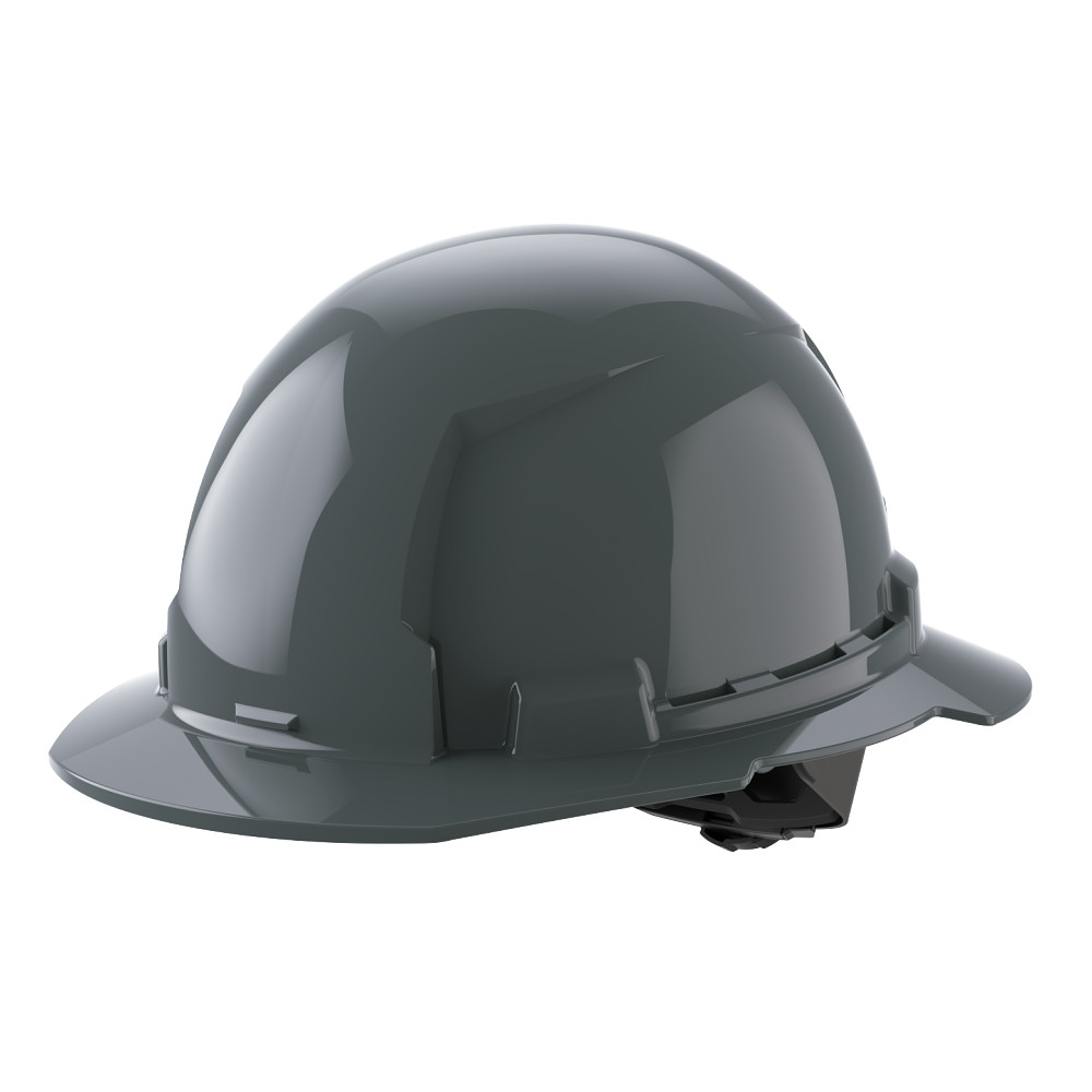 Gray Full Brim Hard Hat w/4pt Ratcheting Suspension - Type 1, Class E