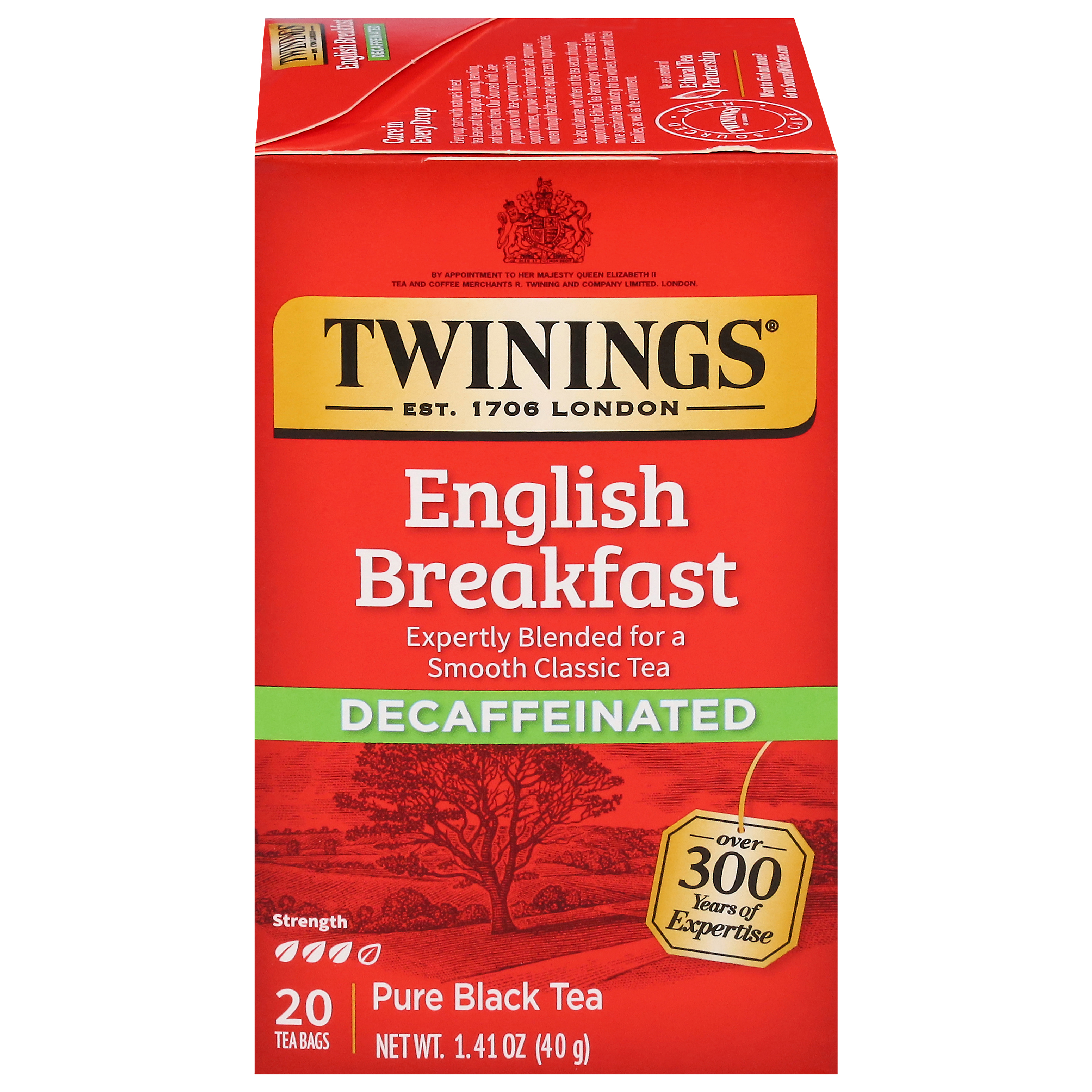 Twinings Decaffeinated Pure English Breakfast Black Tea 20 Tea Bags
