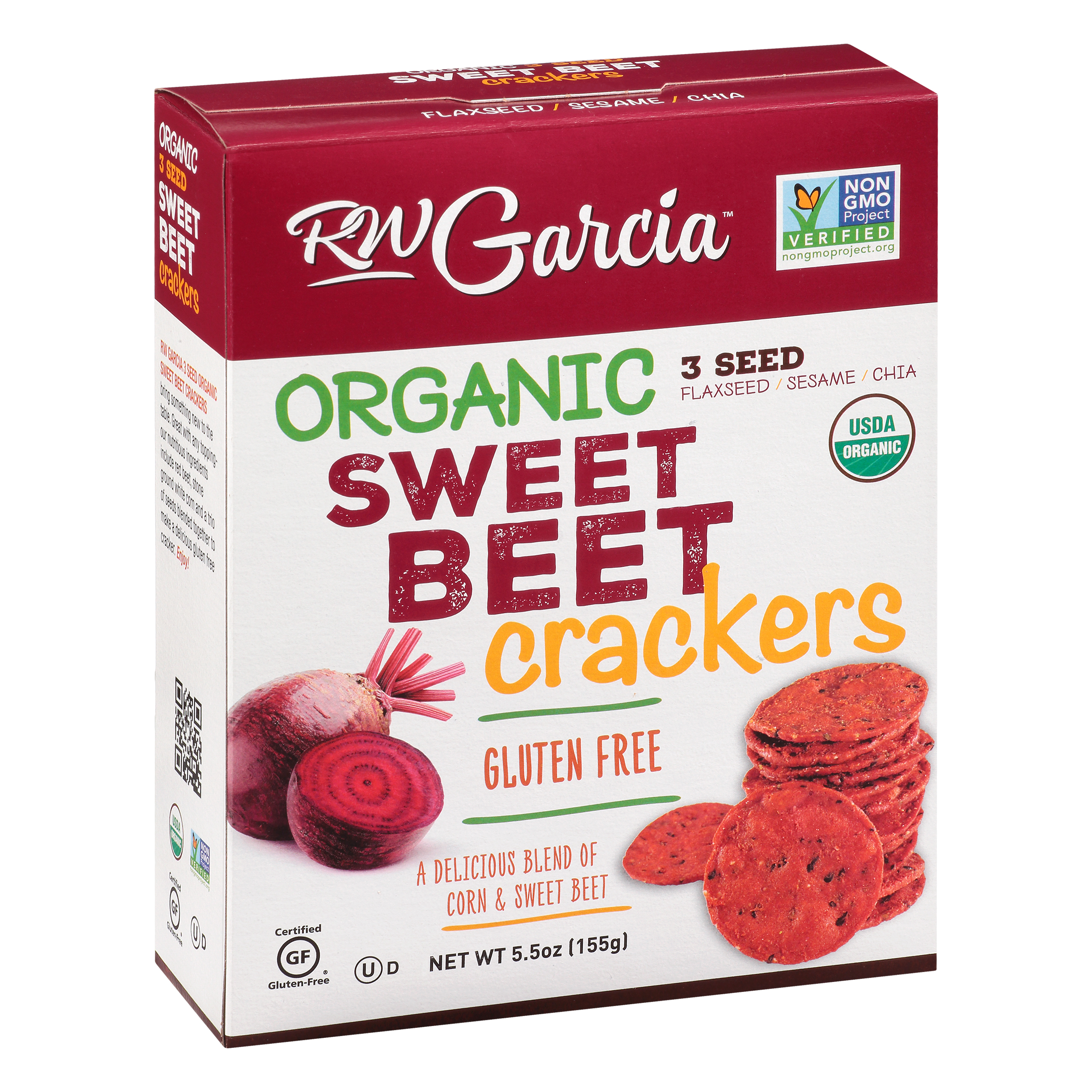 RW Garcia Gluten Free Organic 3 Seed Sweet Beet Crackers
