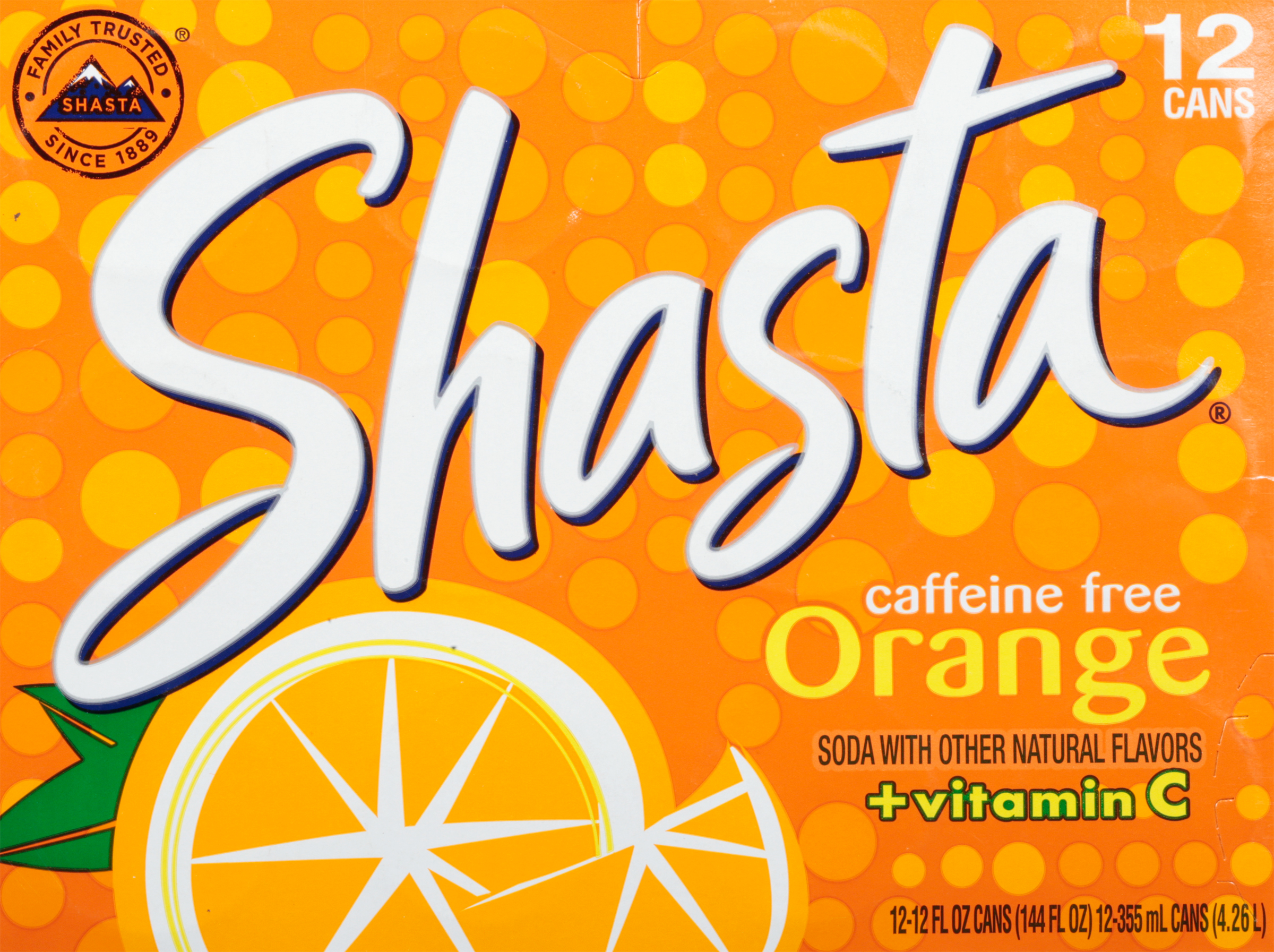 Shasta Caffeine Free Orange Soda 12 - 12 fl oz Cans